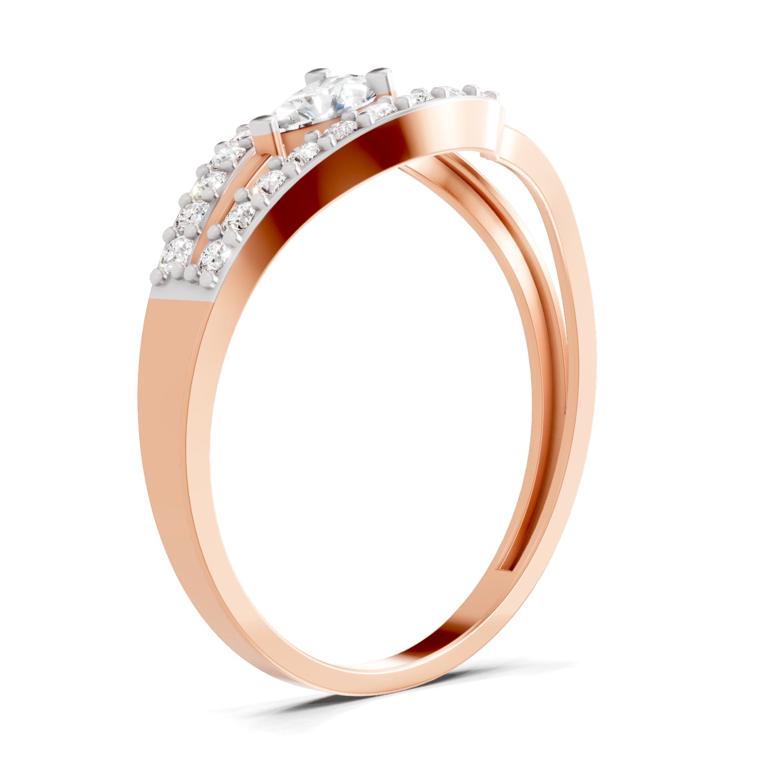 0.36 Carat Pear & Round Shape Diamond Bypass Ring | 14K Rose Gold