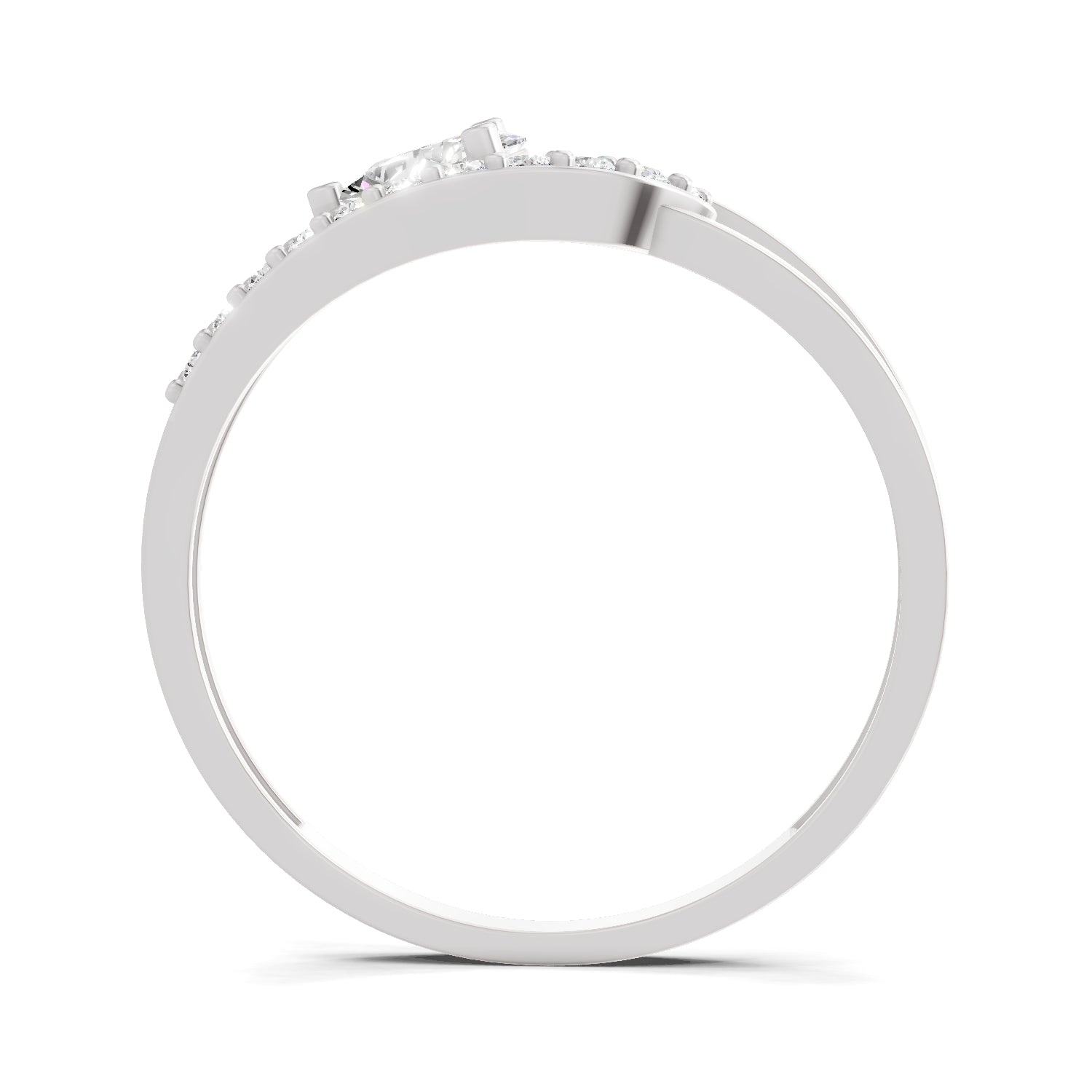 0.36 Carat Pear & Round Shape Diamond Bypass Ring | 14K White Gold