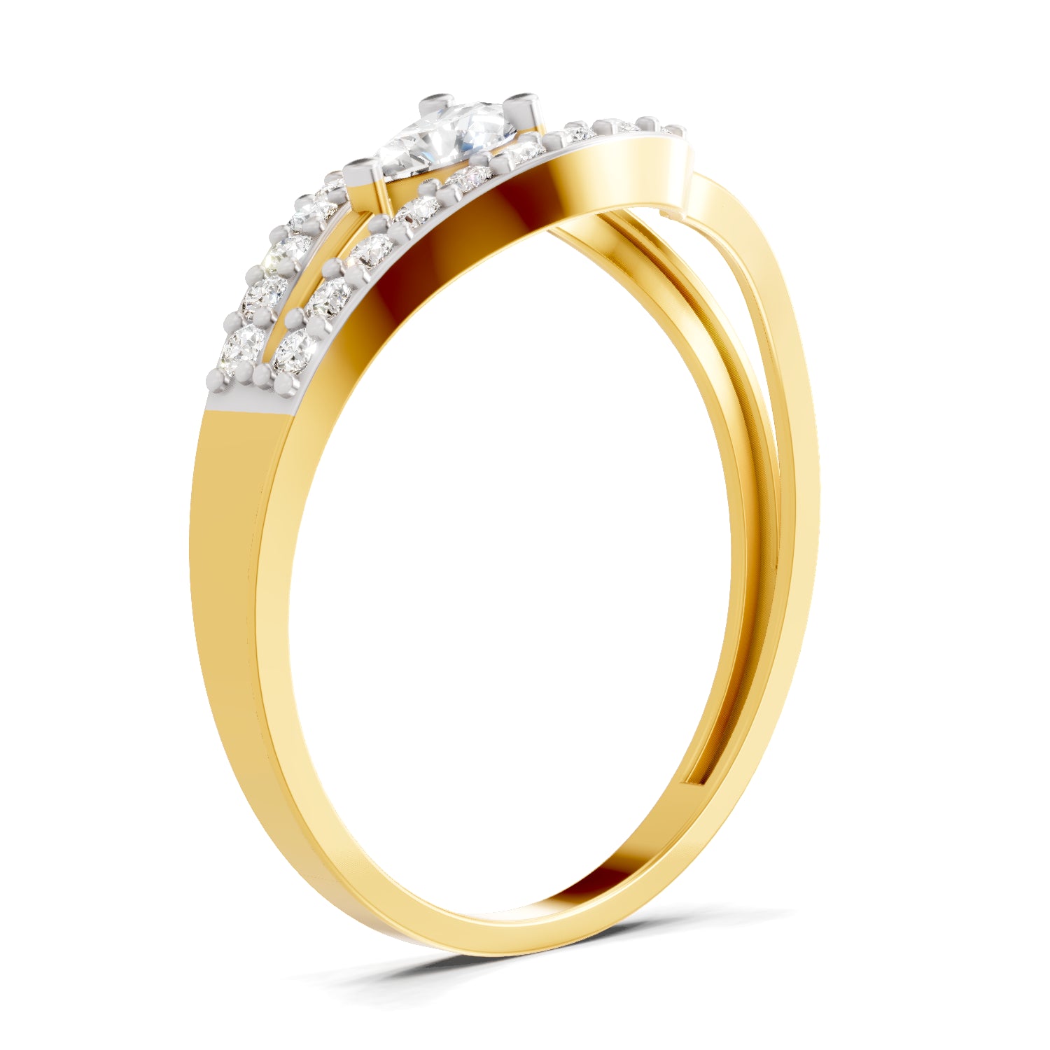 0.36 Carat Pear & Round Shape Diamond Bypass Ring | 14K Yellow Gold