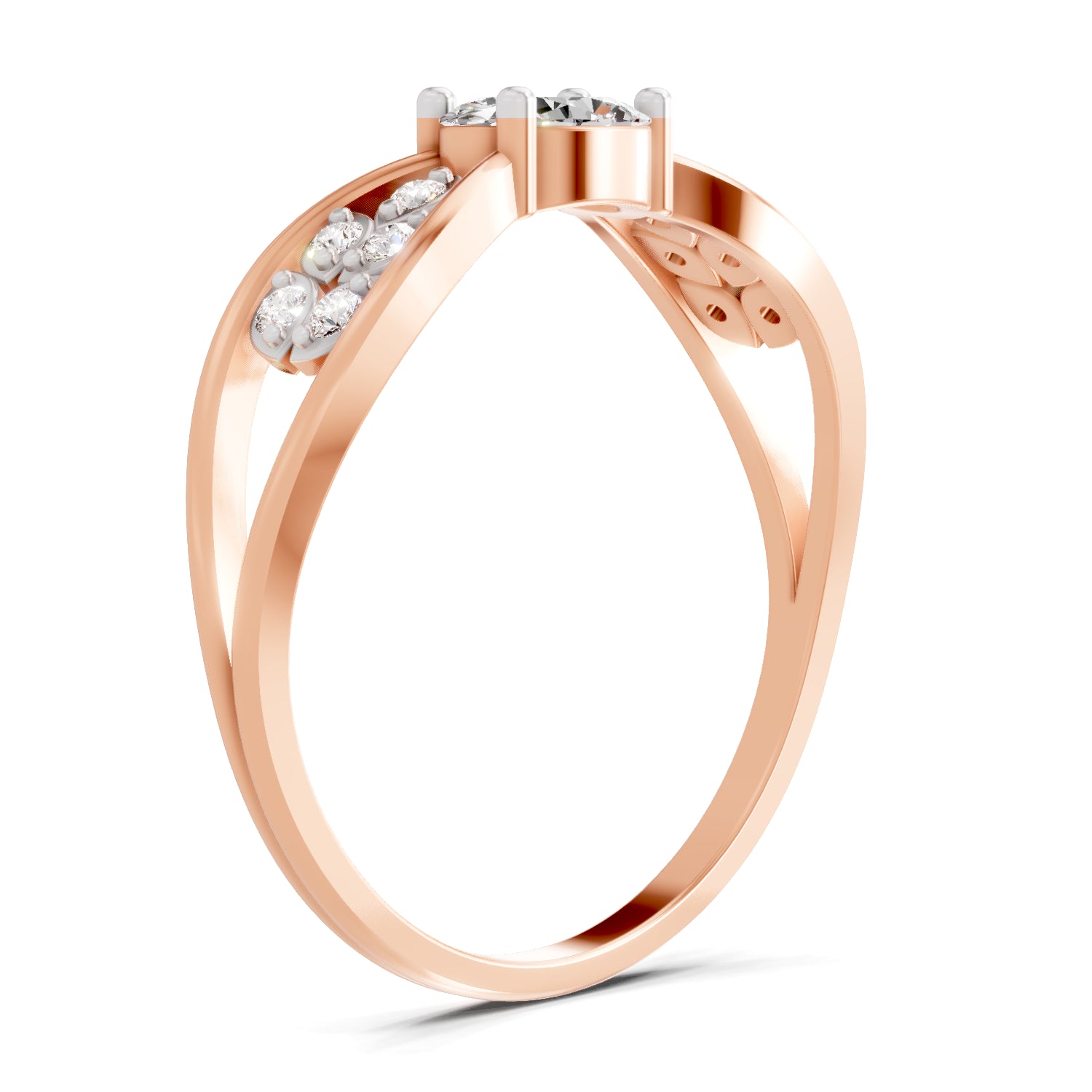 0.45 Carat Oval & Round Shape Diamond Solitaire Ring | 14K Rose Gold