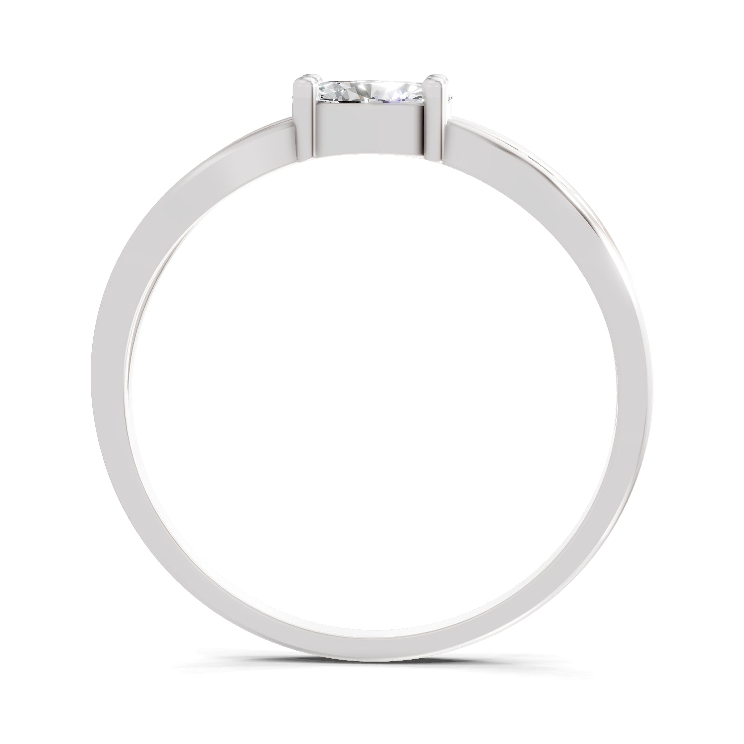 0.45 Carat Oval & Round Shape Diamond Solitaire Ring | 14K White Gold