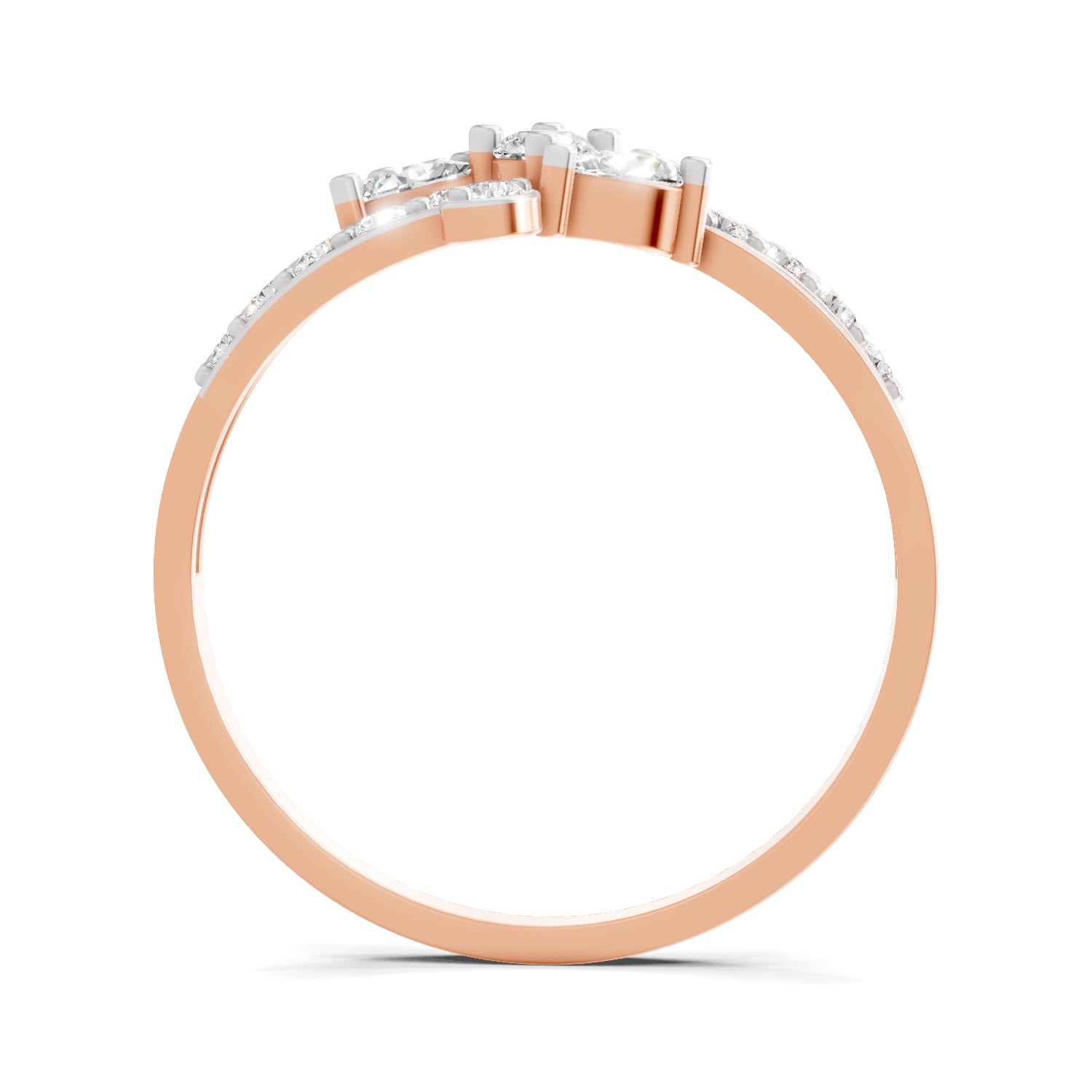 0.47 Carat Round & Pear Shape Diamond Floral Ring | 14K Rose Gold