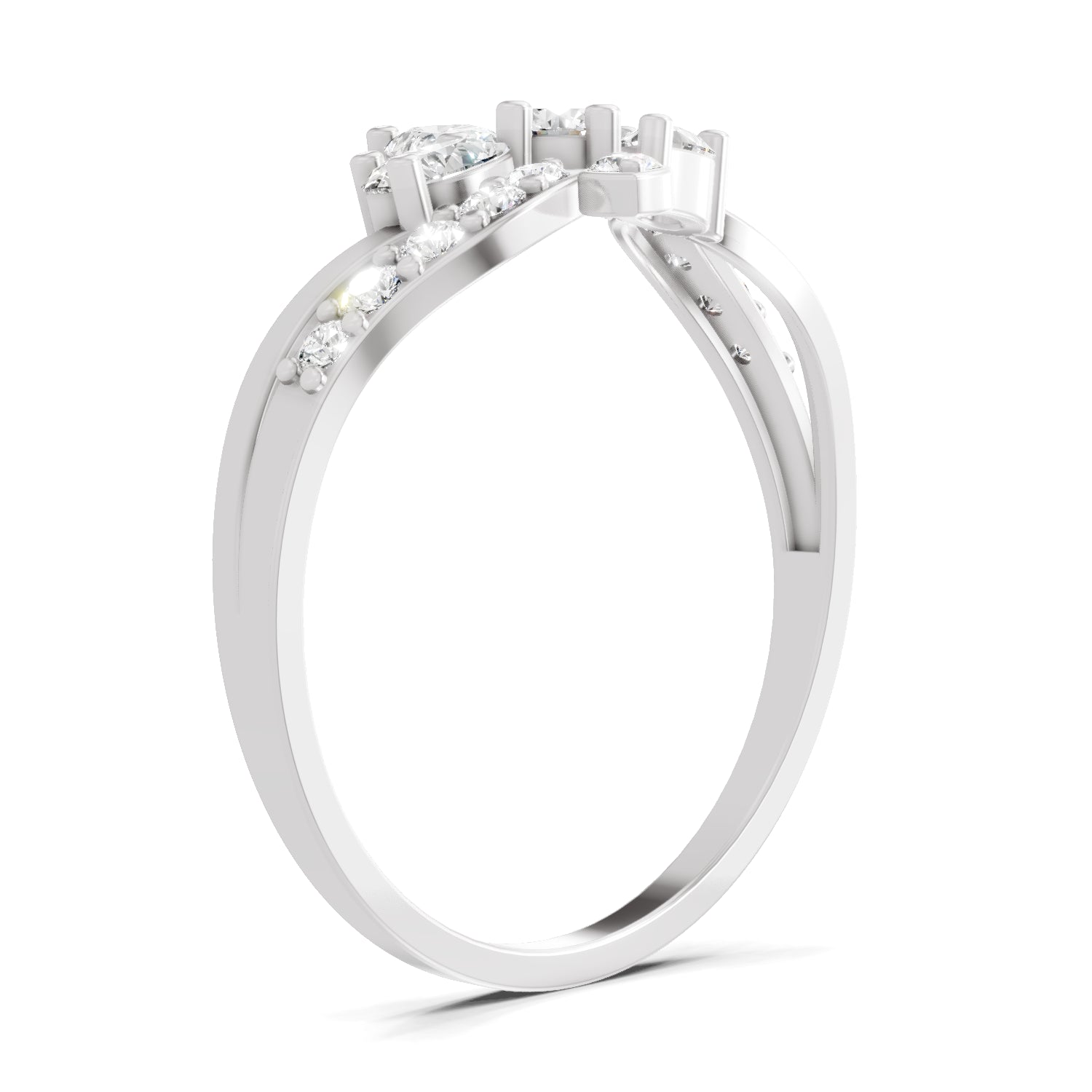 0.47 Carat Round & Pear Shape Diamond Floral Ring | 14K White Gold