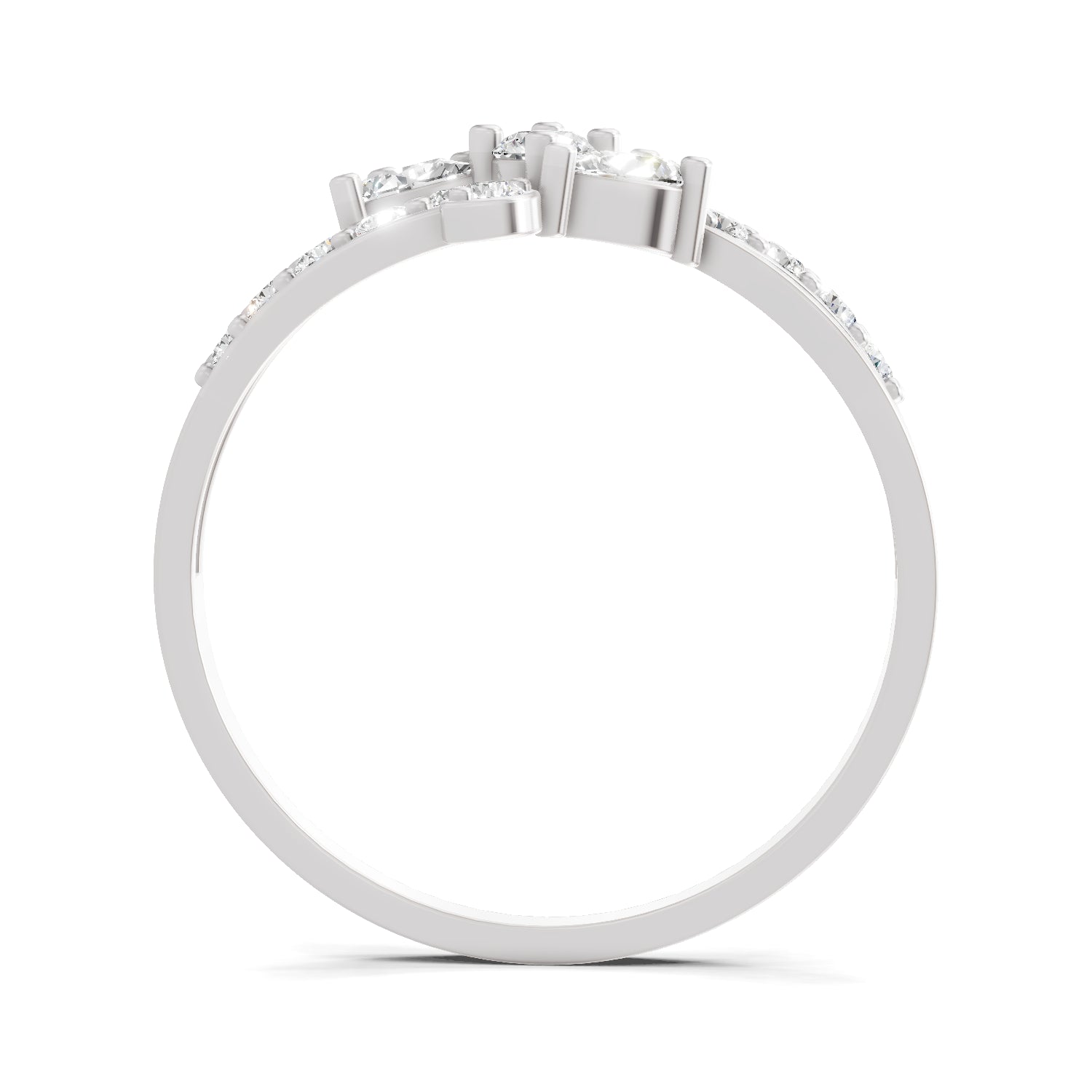 0.47 Carat Round & Pear Shape Diamond Floral Ring | 14K White Gold