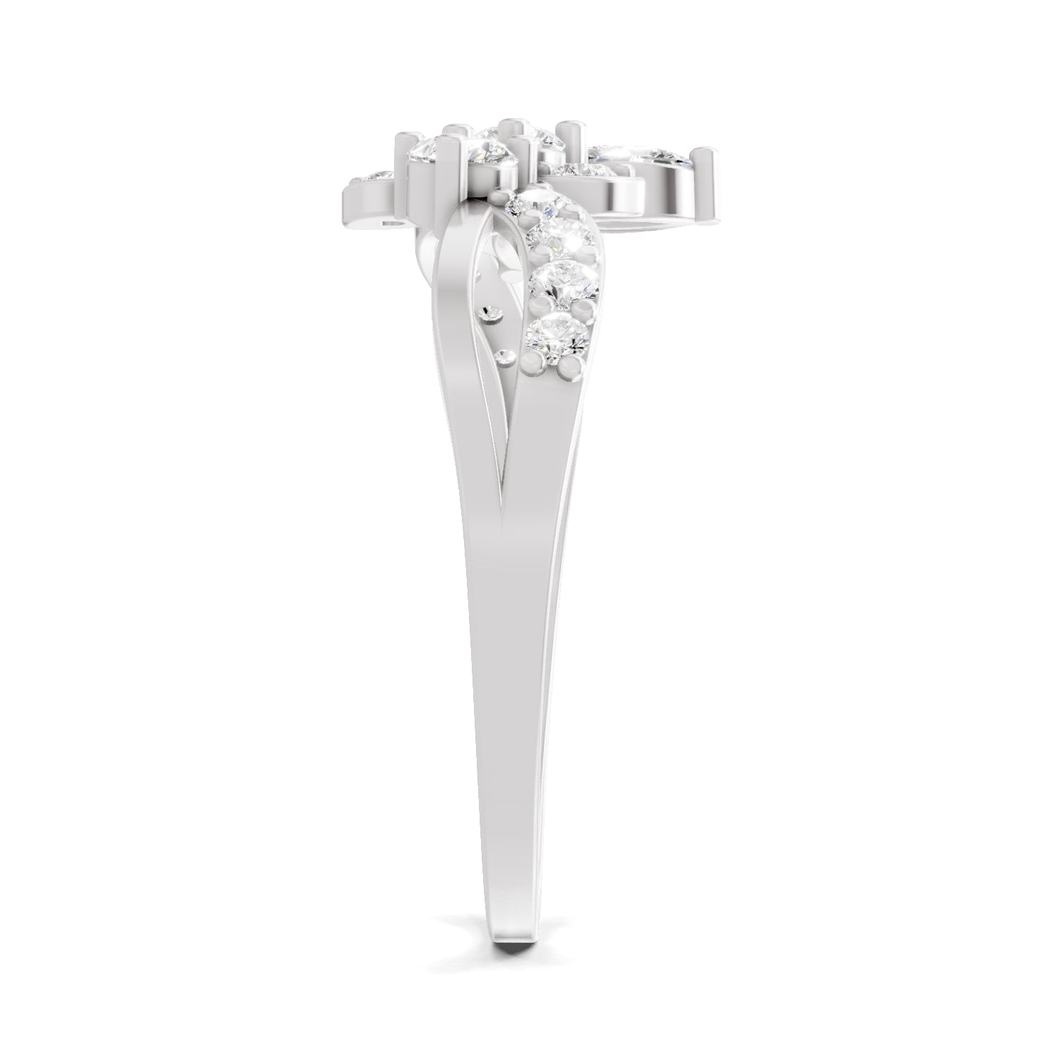 0.47 Carat Round & Pear Shape Diamond Floral Ring | 14K White Gold