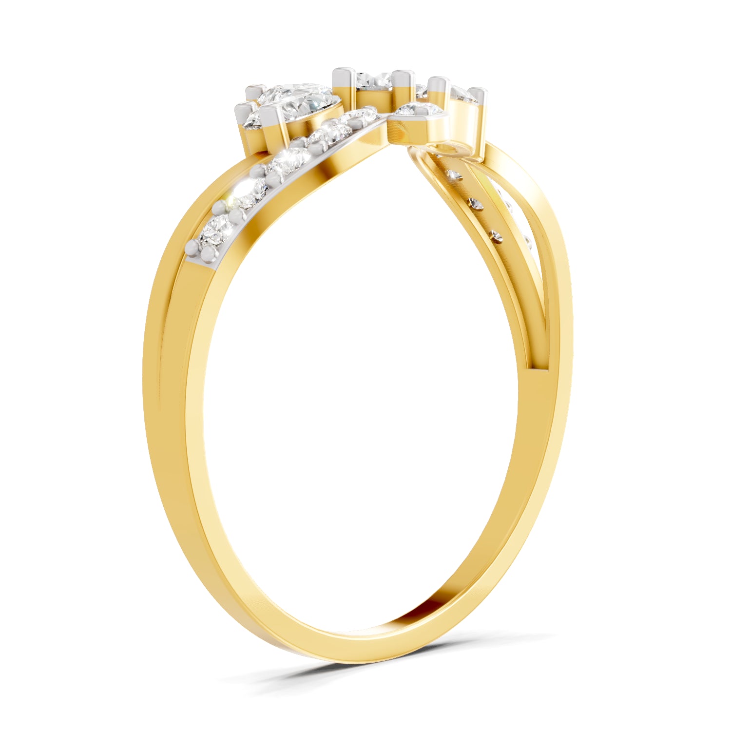 0.47 Carat Round & Pear Shape Diamond Floral Ring | 14K Yellow Gold