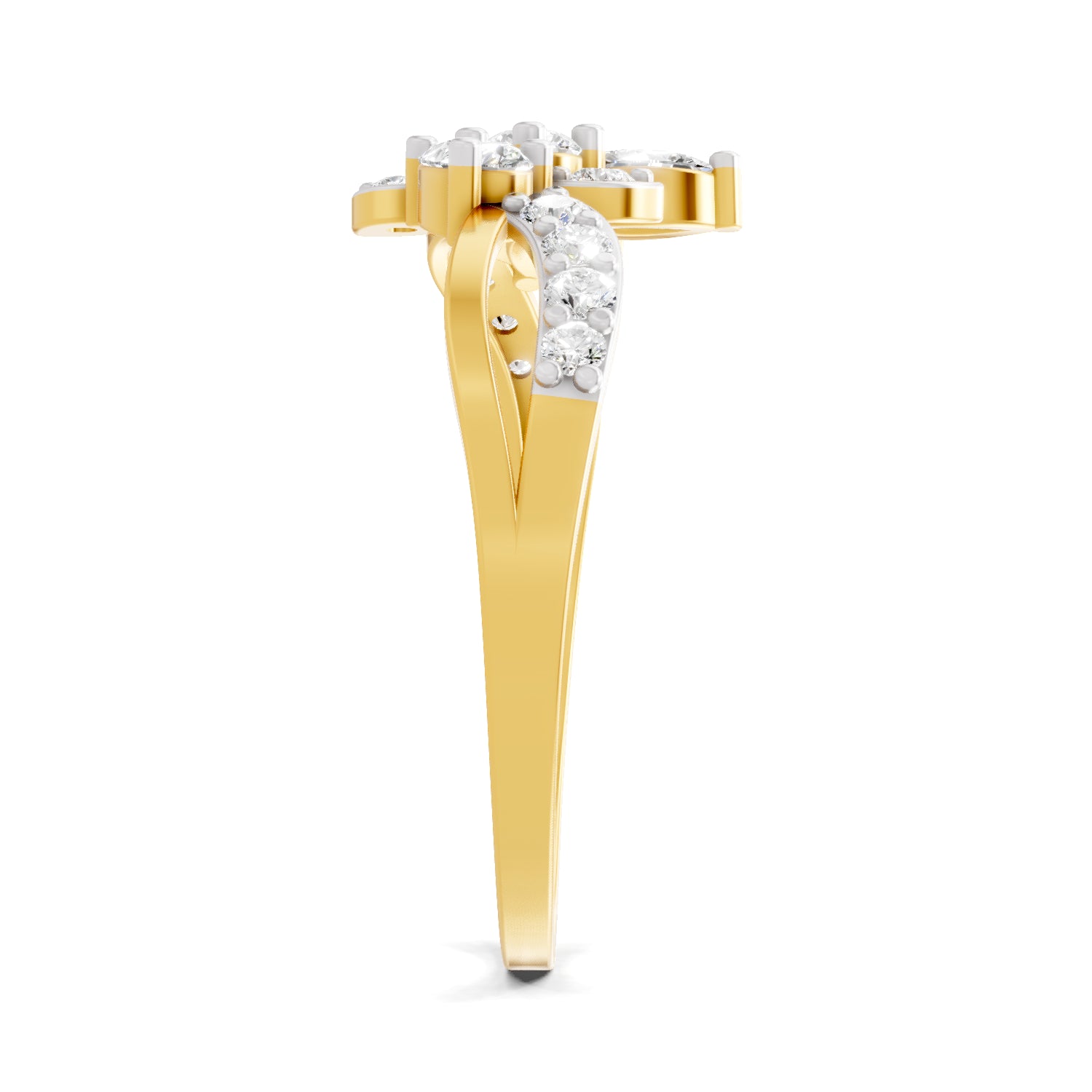 0.47 Carat Round & Pear Shape Diamond Floral Ring | 14K Yellow Gold