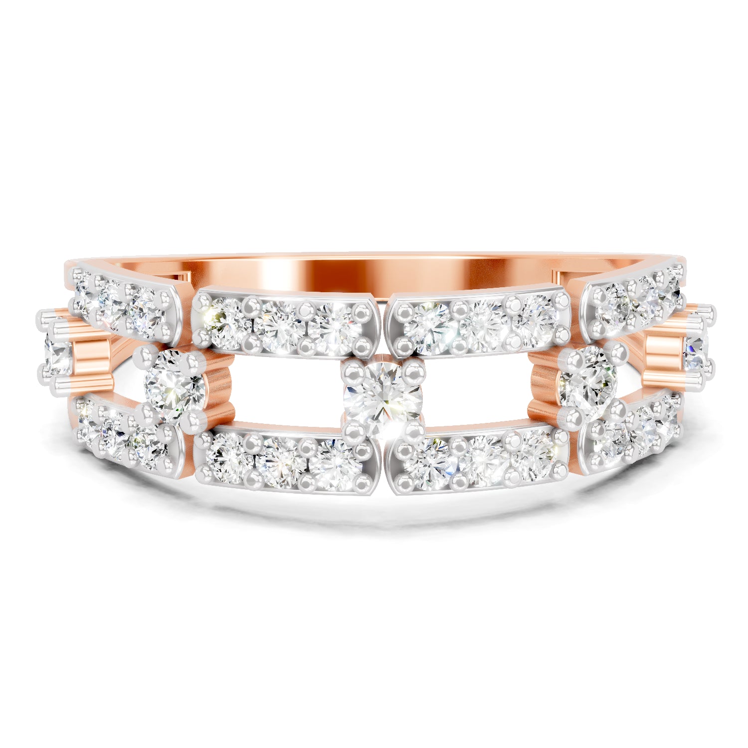 0.46 Carat Round Shape Diamond Bridge Ring | 14K Rose Gold