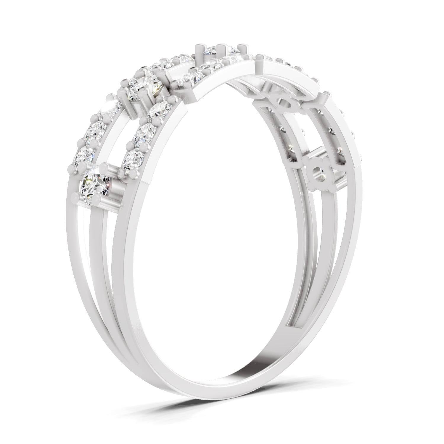 0.46 Carat Round Shape Diamond Bridge Ring | 14K White Gold