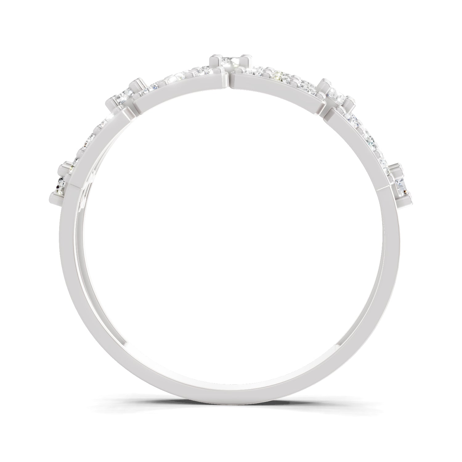 0.46 Carat Round Shape Diamond Bridge Ring | 14K White Gold