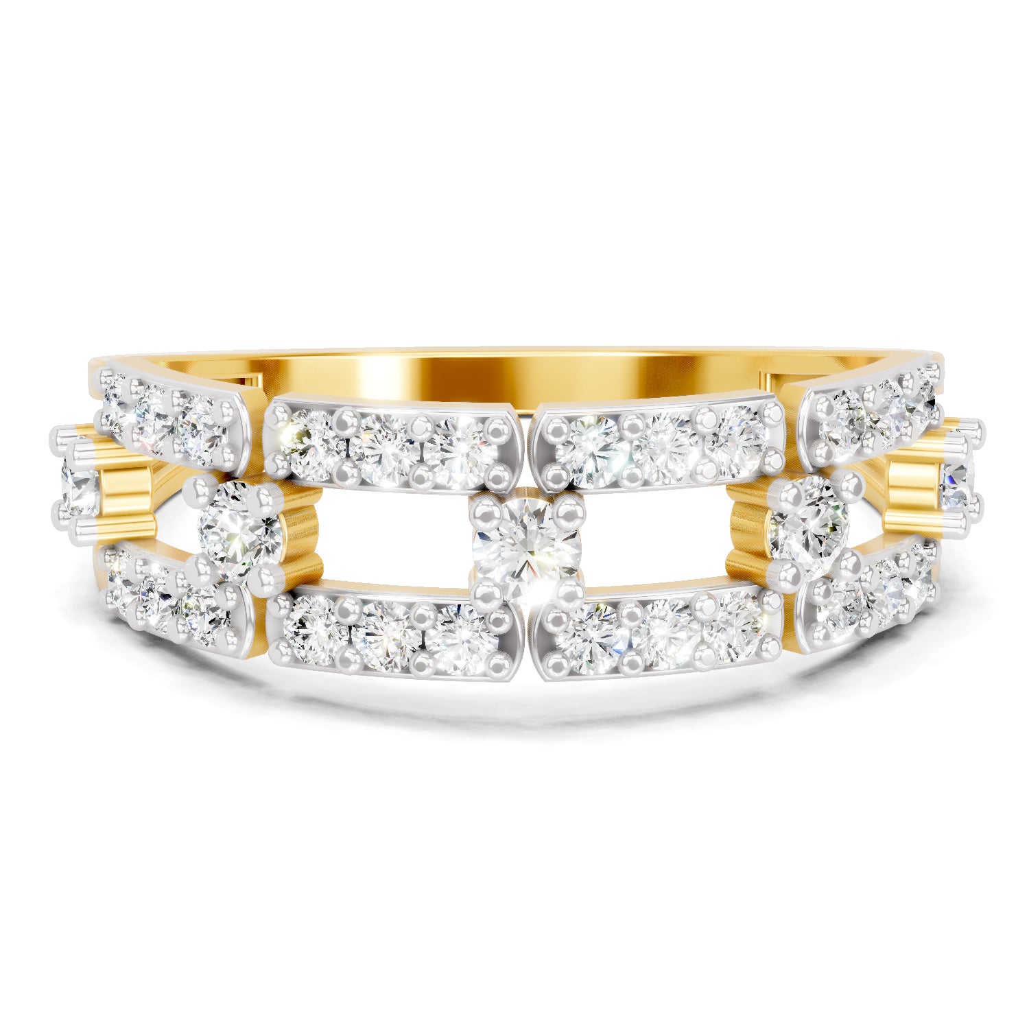 0.46 Carat Round Shape Diamond Bridge Ring | 14K Yellow Gold
