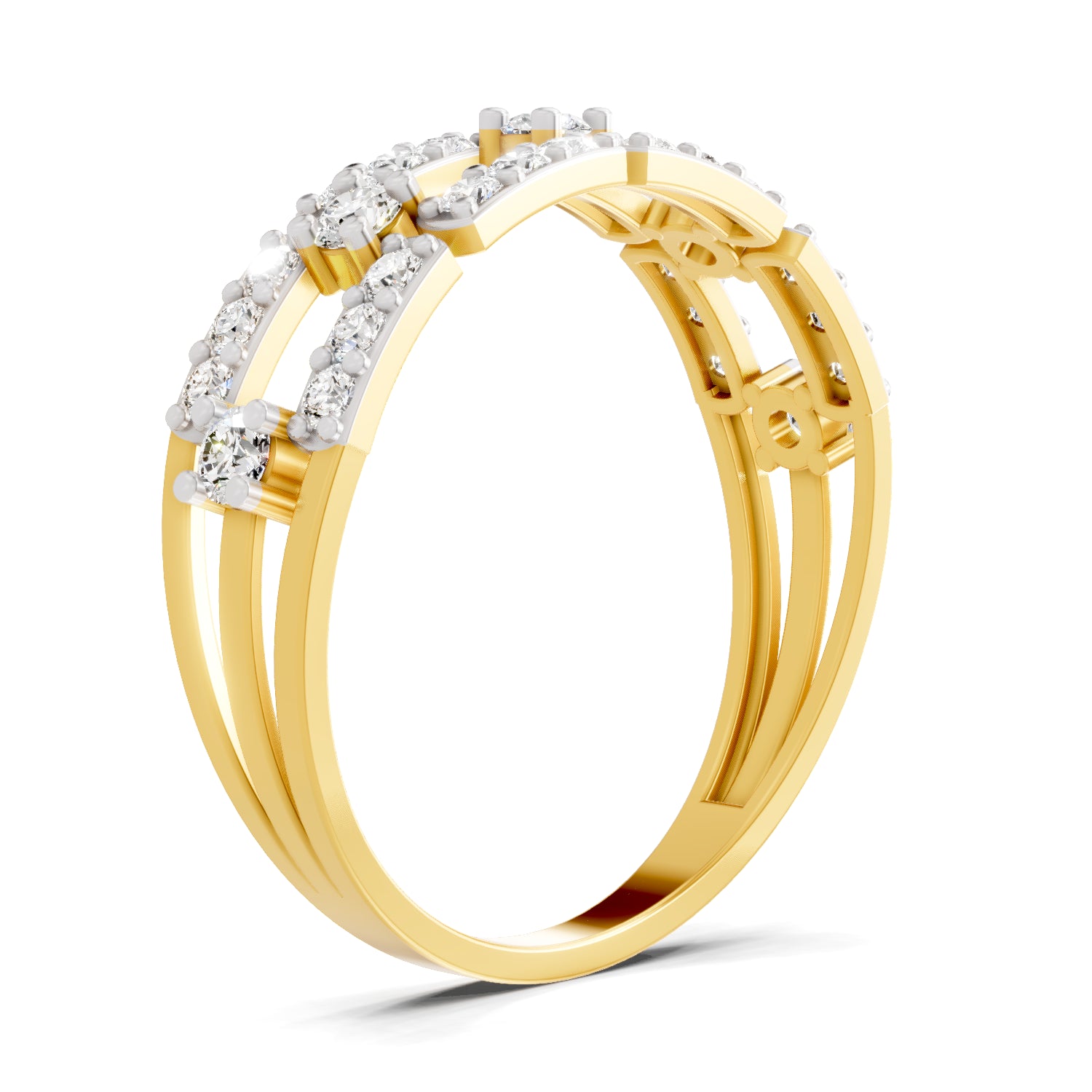 0.46 Carat Round Shape Diamond Bridge Ring | 14K Yellow Gold