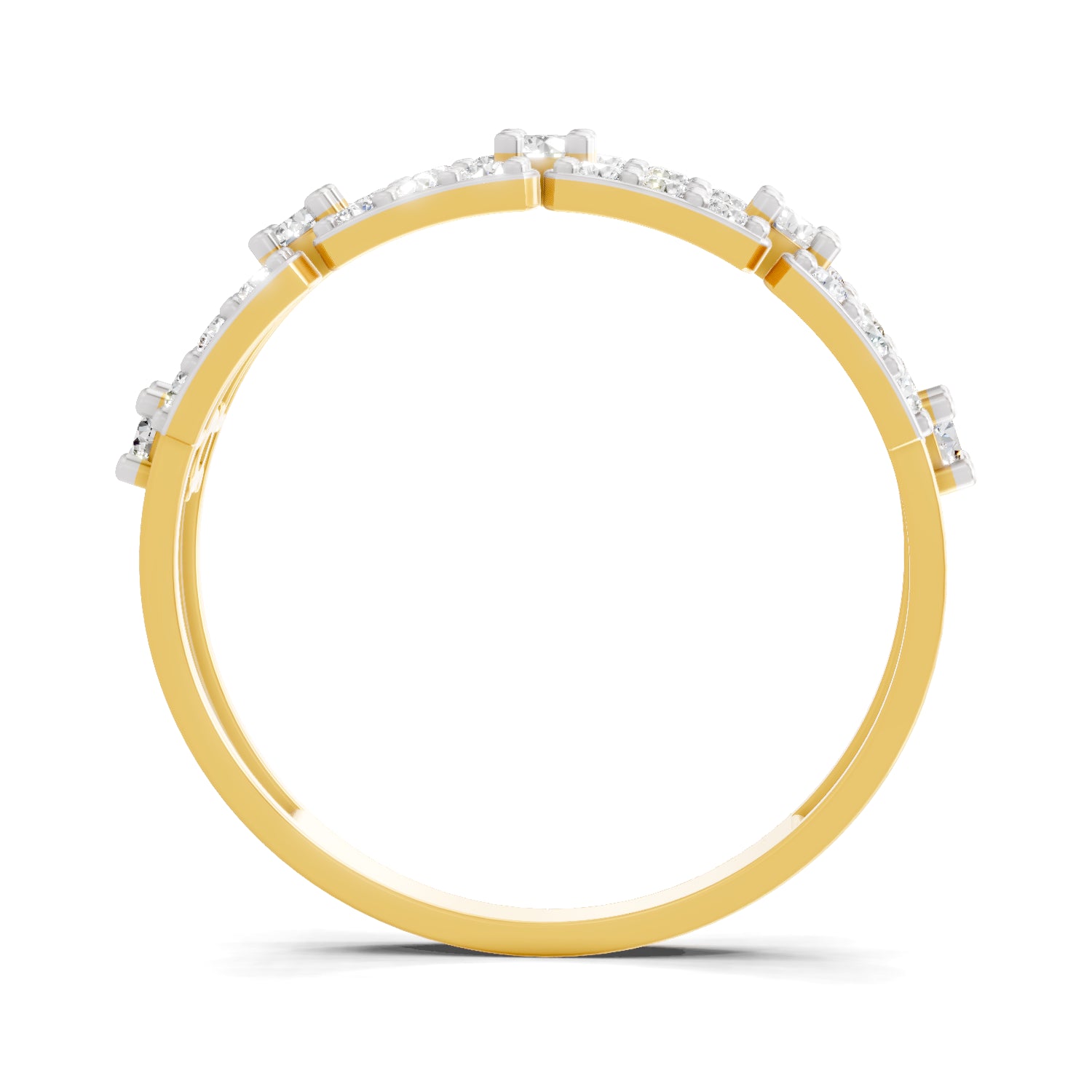 0.46 Carat Round Shape Diamond Bridge Ring | 14K Yellow Gold