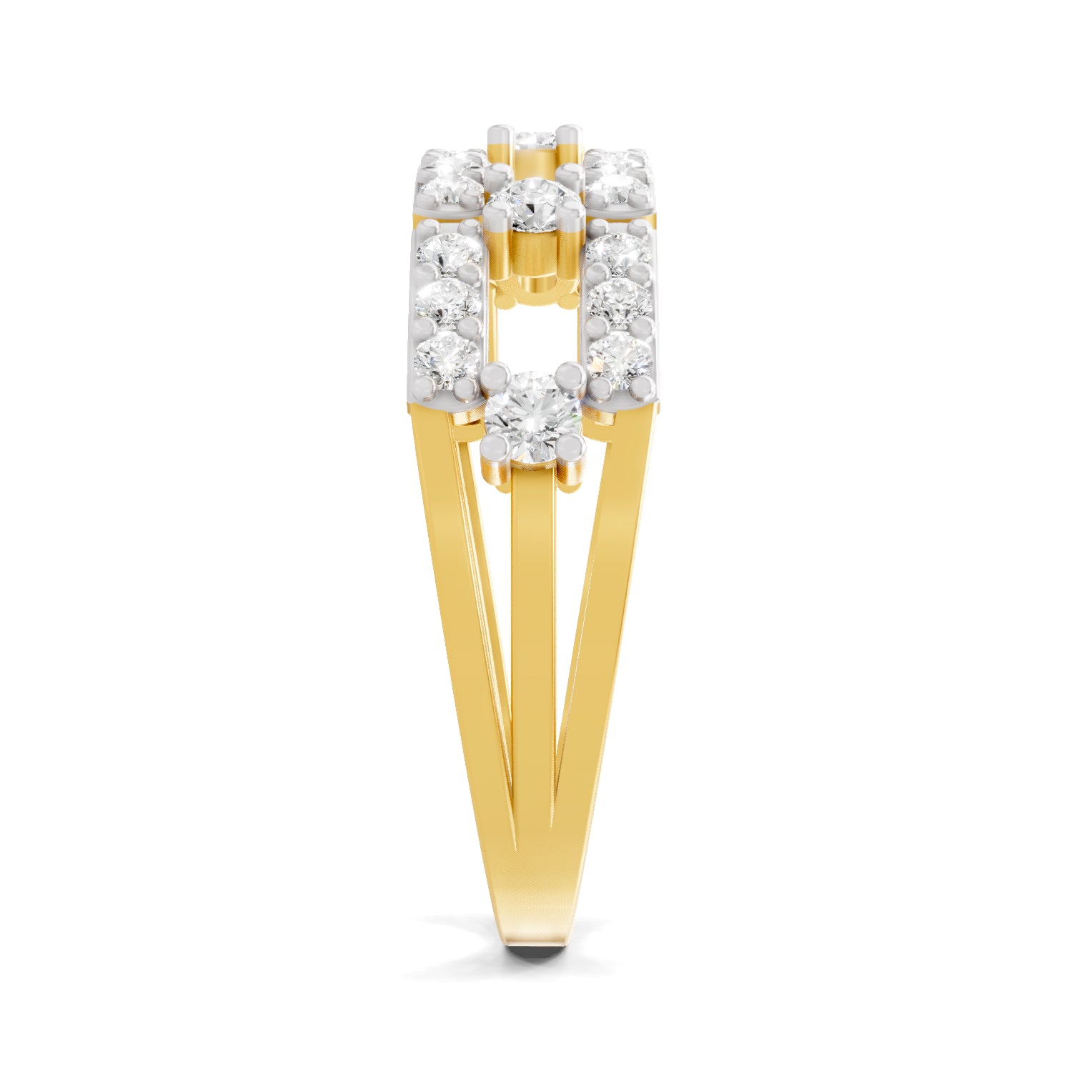 0.46 Carat Round Shape Diamond Bridge Ring | 14K Yellow Gold