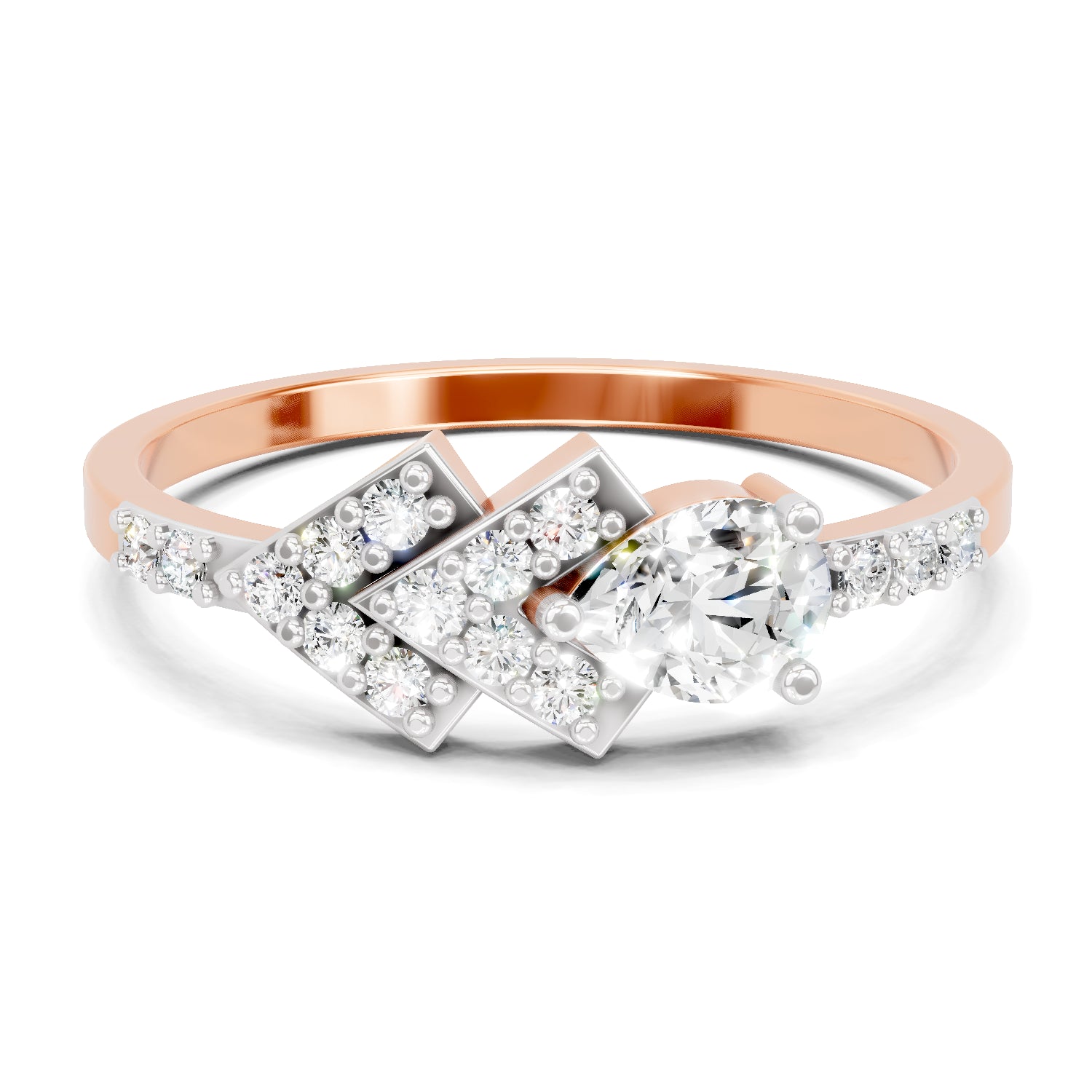 0.46 Carat Pear & Round Shape Diamond Solitaire Ring | 14K Rose Gold