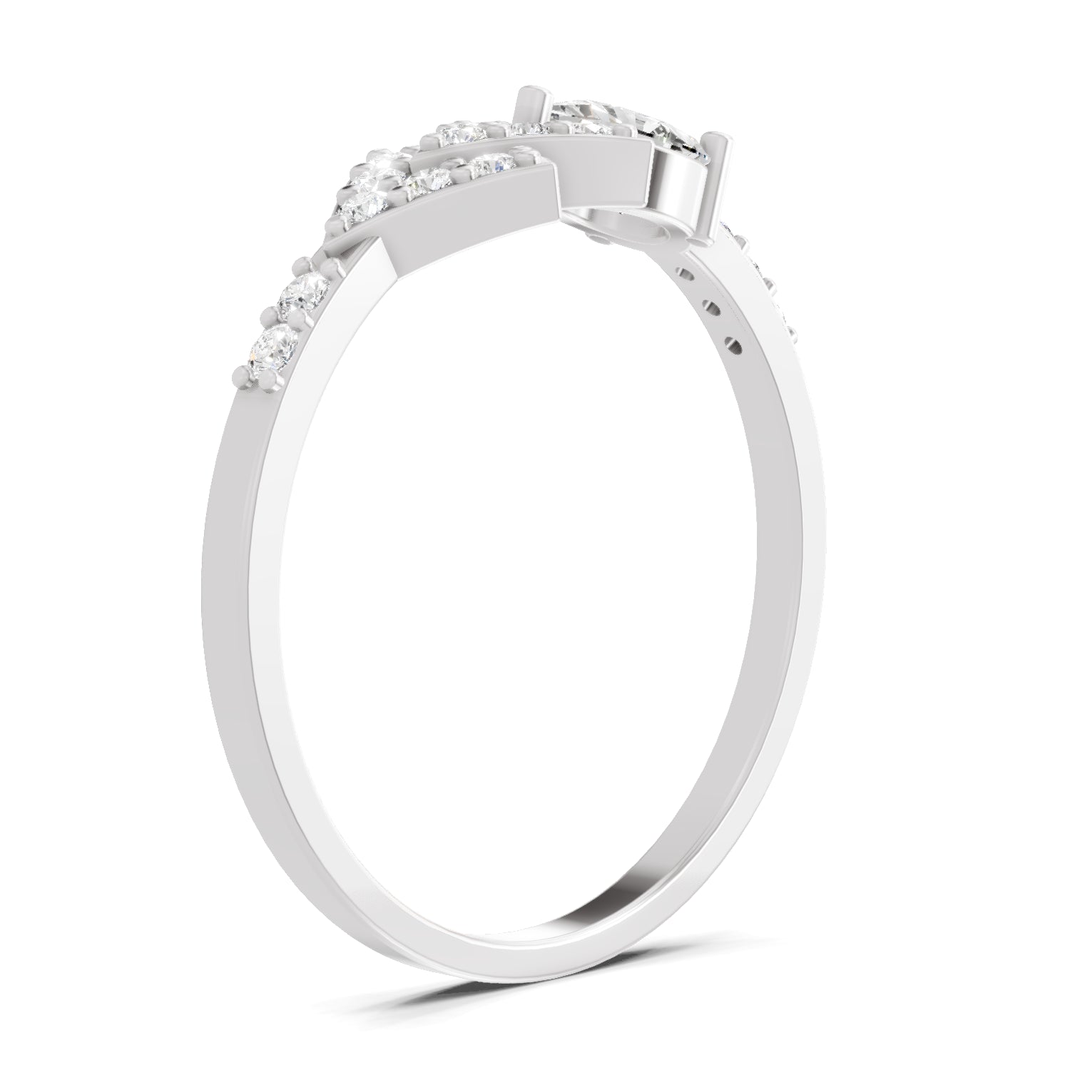 0.46 Carat Pear & Round Shape Diamond Solitaire Ring | 14K White Gold