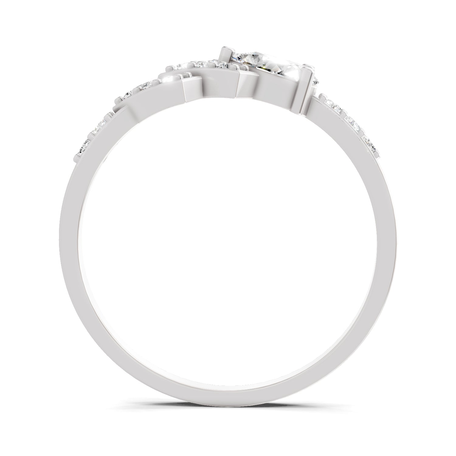 0.46 Carat Pear & Round Shape Diamond Solitaire Ring | 14K White Gold