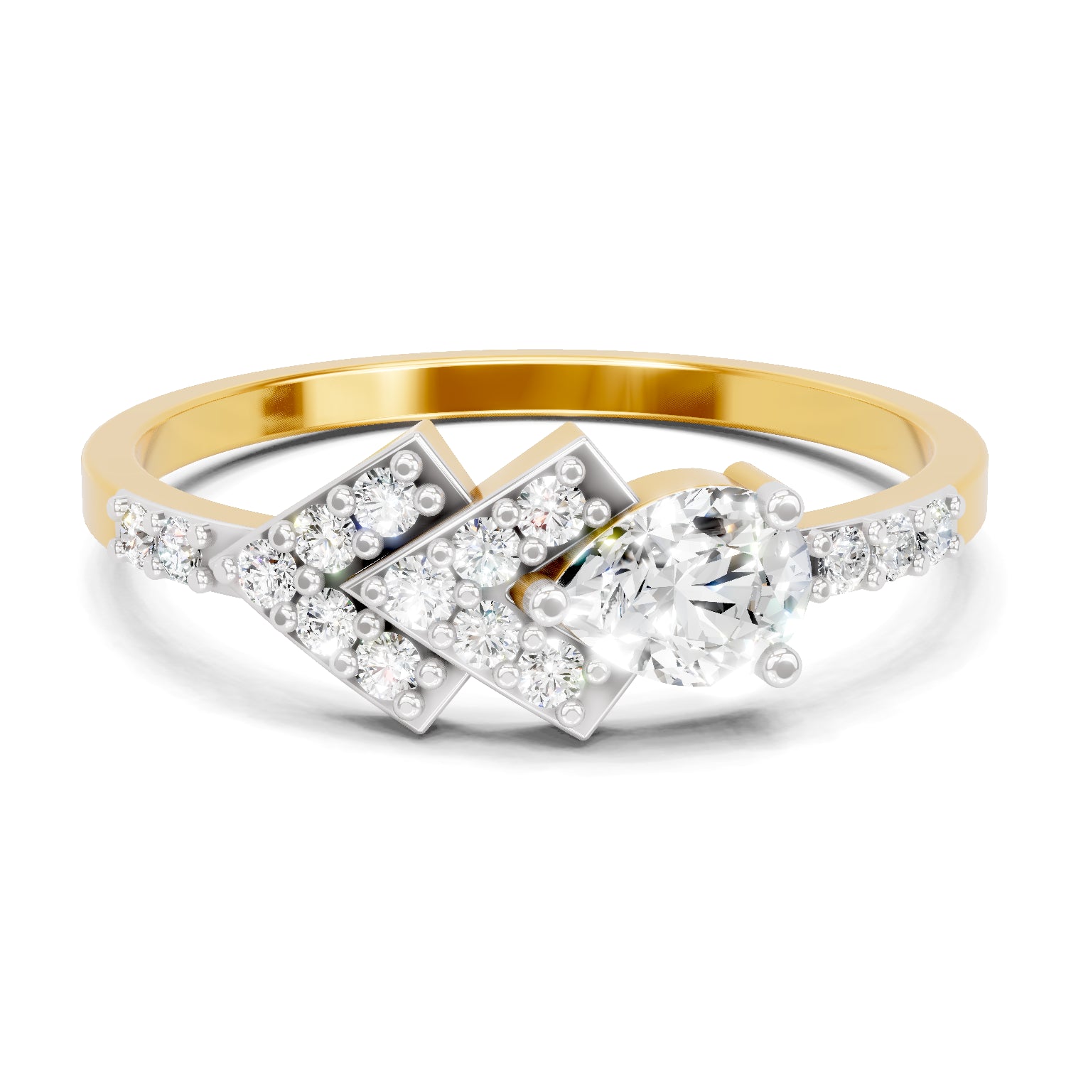 0.46 Carat Pear & Round Shape Diamond Solitaire Ring | 14K Yellow Gold