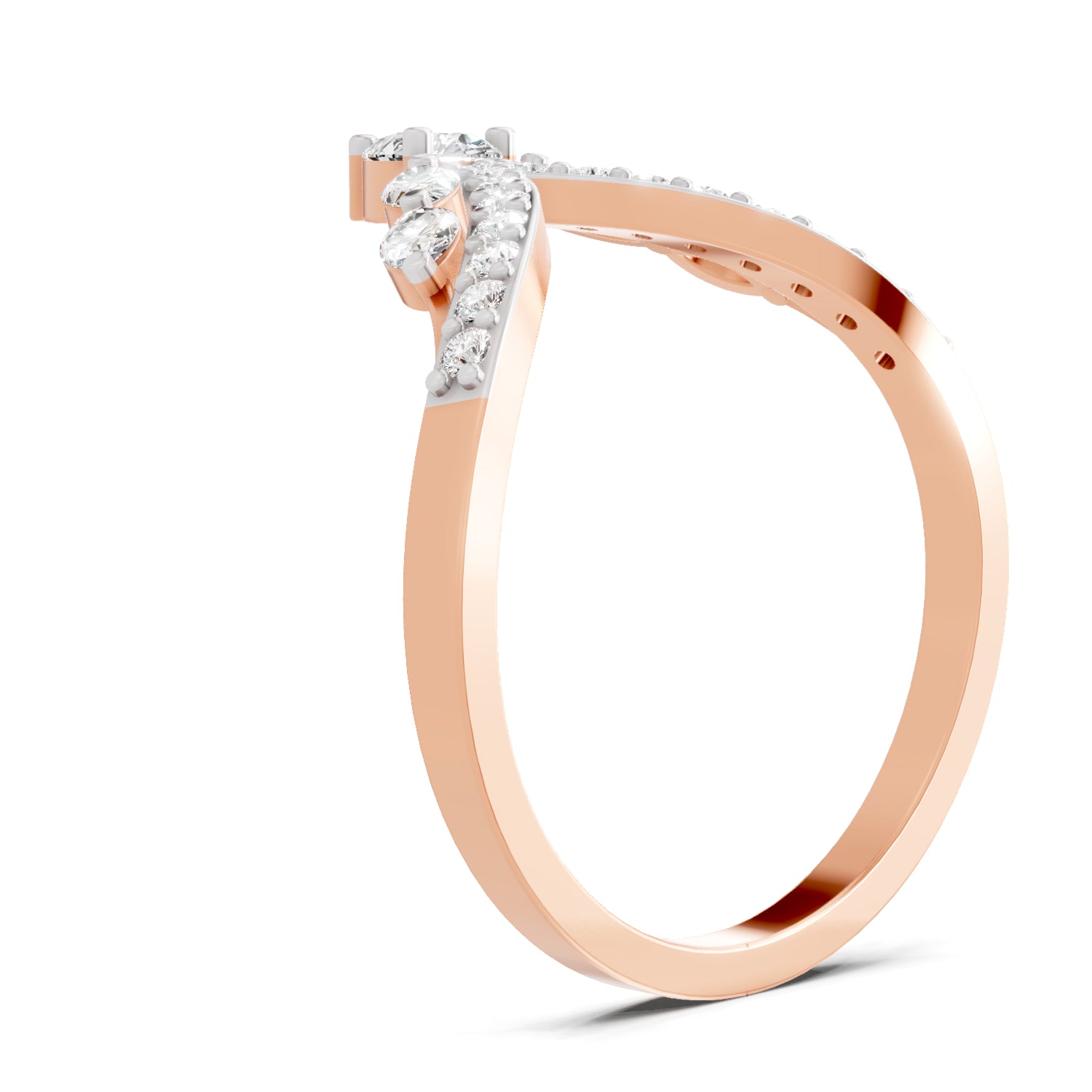 0.48 Carat Pear, Marquise & Round Shape Diamond Chevron Ring | 14K Rose Gold