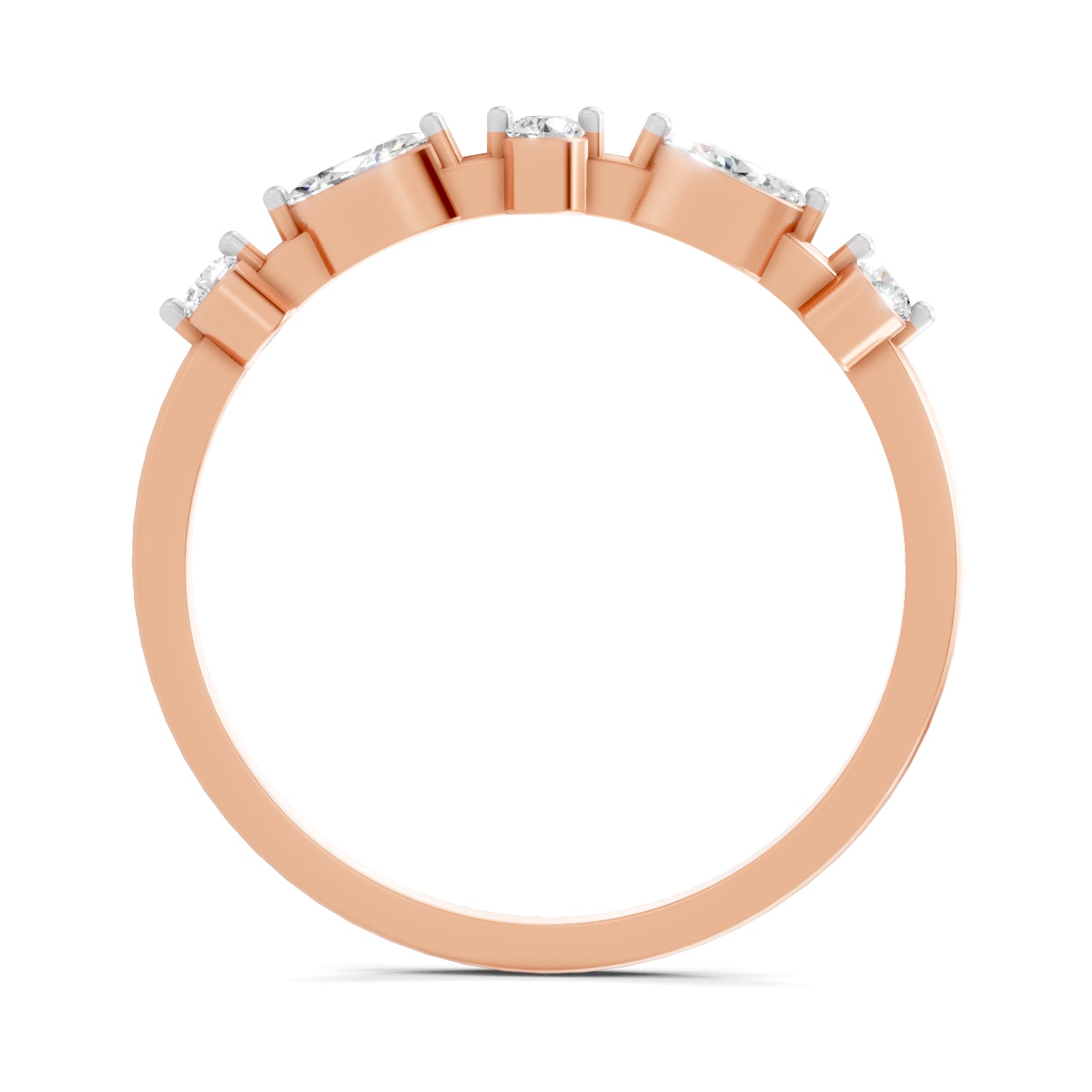 0.24 Carat Round & Marquise Shape Diamond Five-Stone Ring | 14K Rose Gold