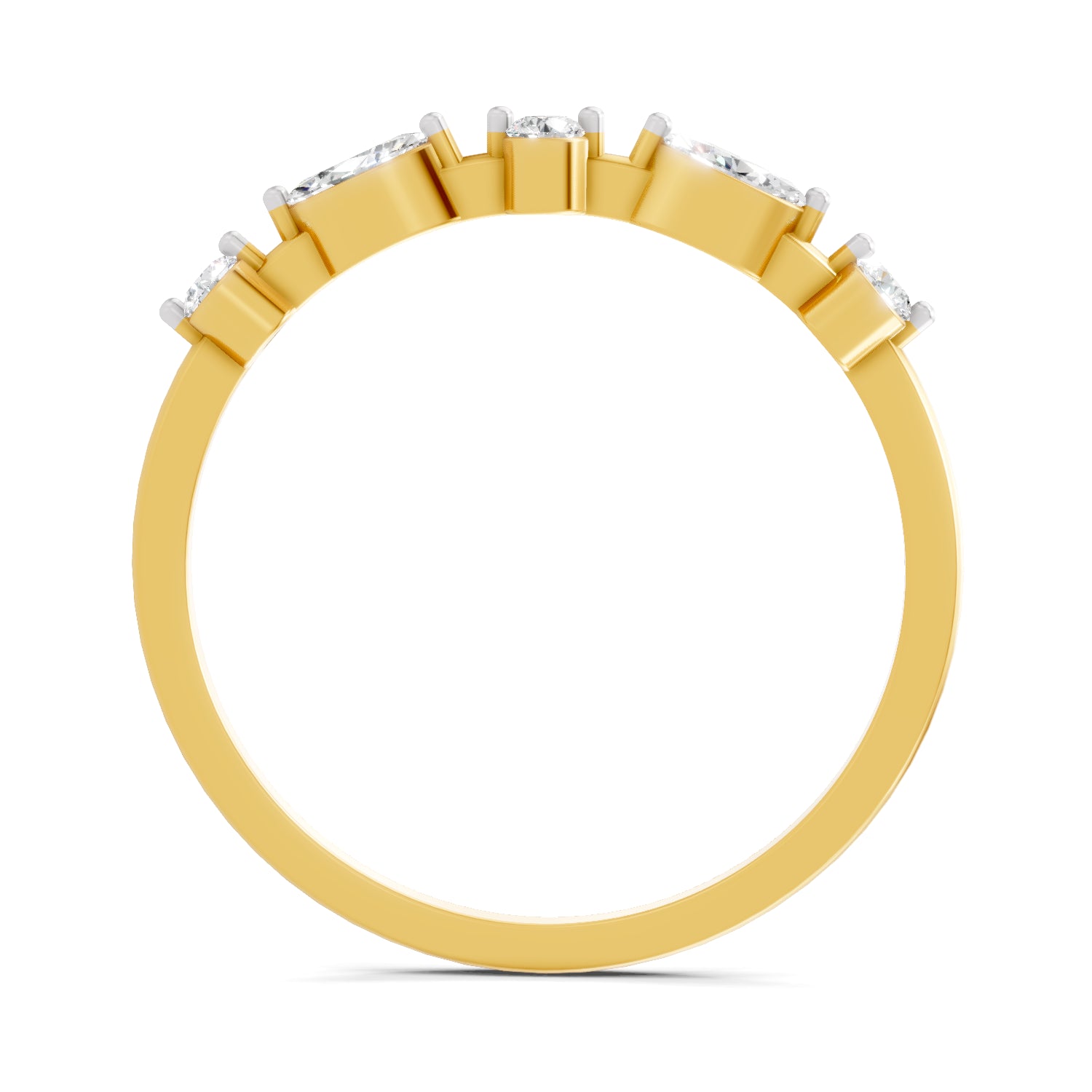 0.24 Carat Round & Marquise Shape Diamond Five-Stone Ring | 14K Yellow Gold