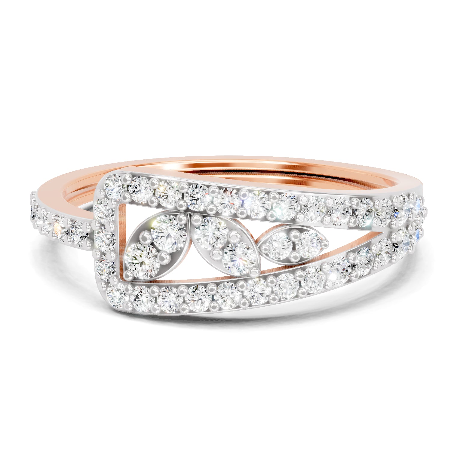 0.49 Carat Round Shape Diamond Cluster Ring | 14K Rose Gold