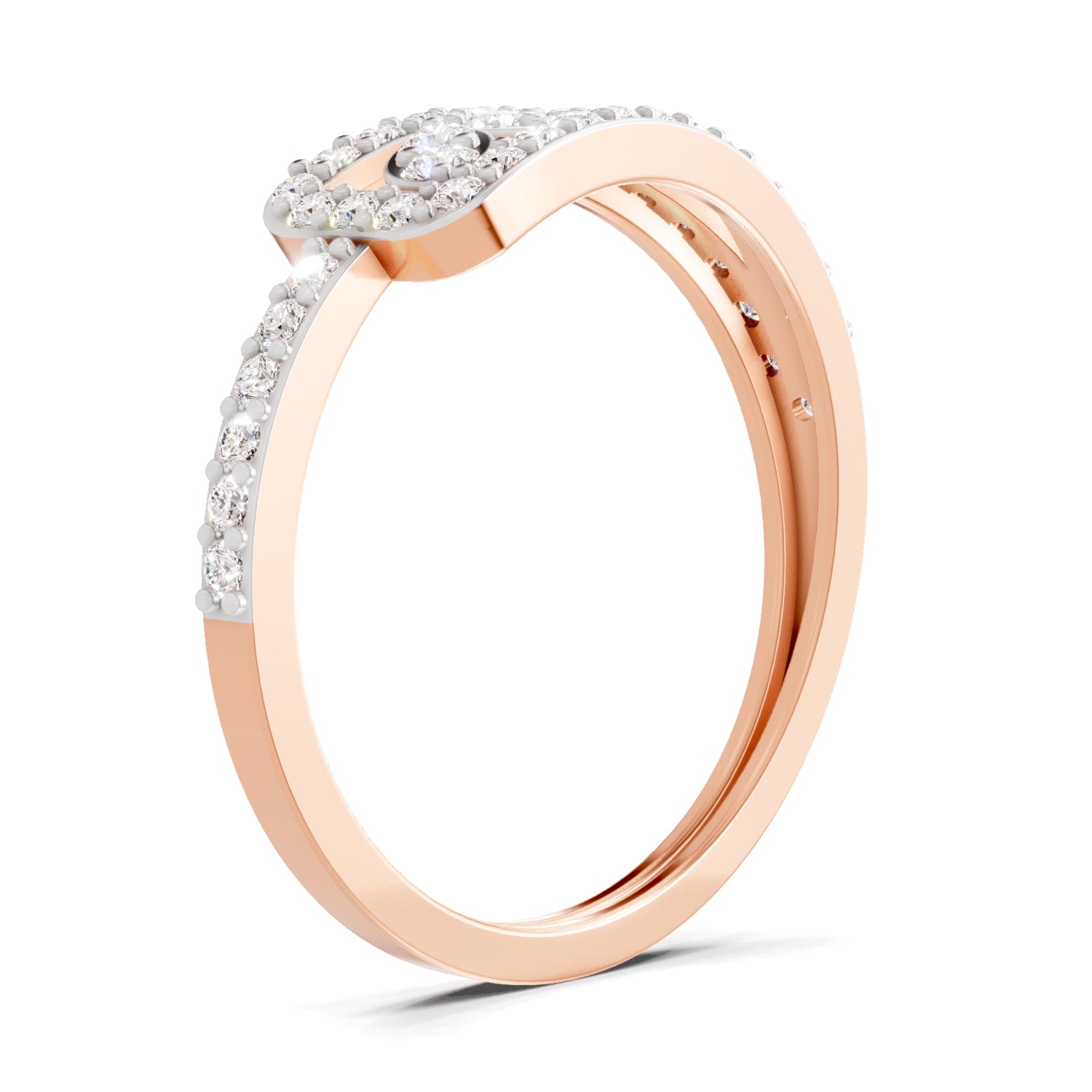 0.49 Carat Round Shape Diamond Cluster Ring | 14K Rose Gold