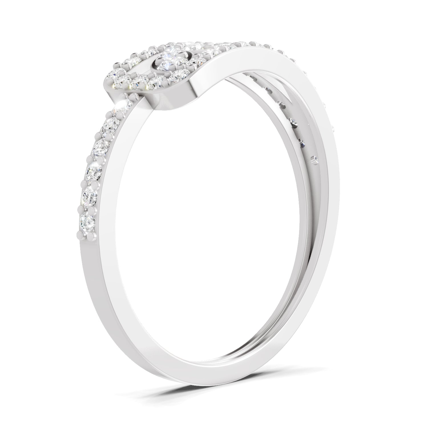 0.49 Carat Round Shape Diamond Cluster Ring | 14K White Gold