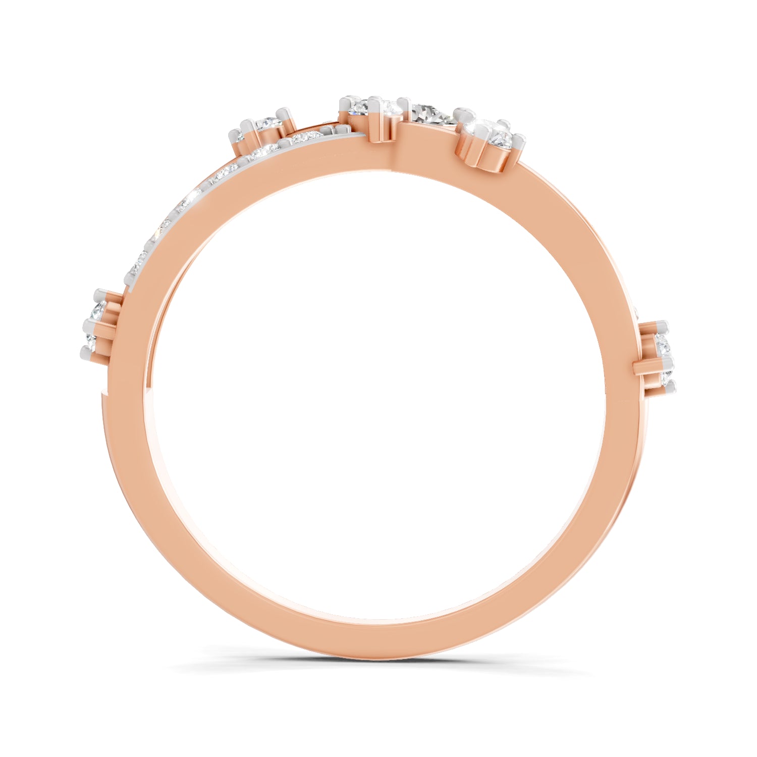 0.58 Carat Pear & Round Shape Diamond Multi-Row Bypass Ring | 14K Rose Gold