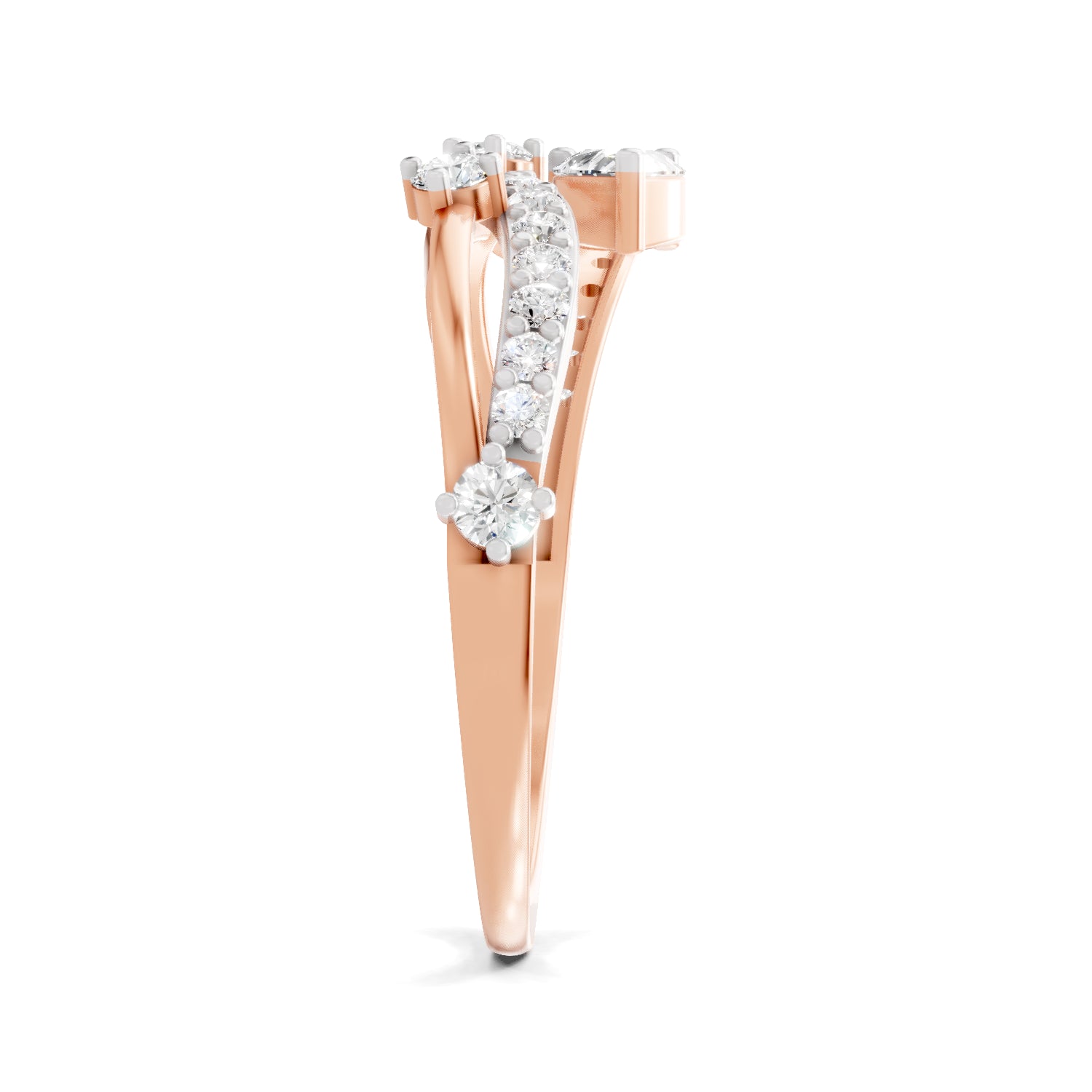 0.58 Carat Pear & Round Shape Diamond Multi-Row Bypass Ring | 14K Rose Gold