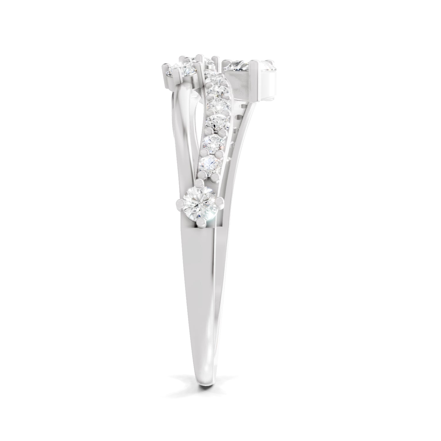 0.58 Carat Pear & Round Shape Diamond Multi-Row Bypass Ring | 14K White Gold