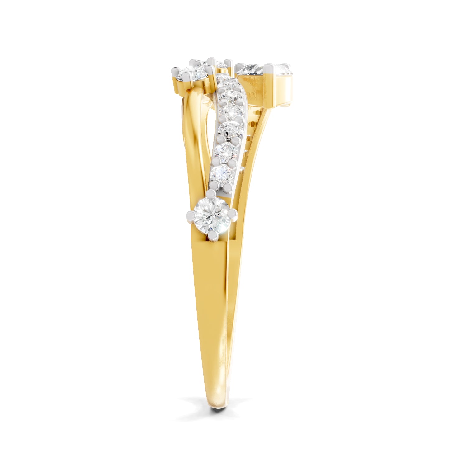 0.58 Carat Pear & Round Shape Diamond Multi-Row Bypass Ring | 14K Yellow Gold