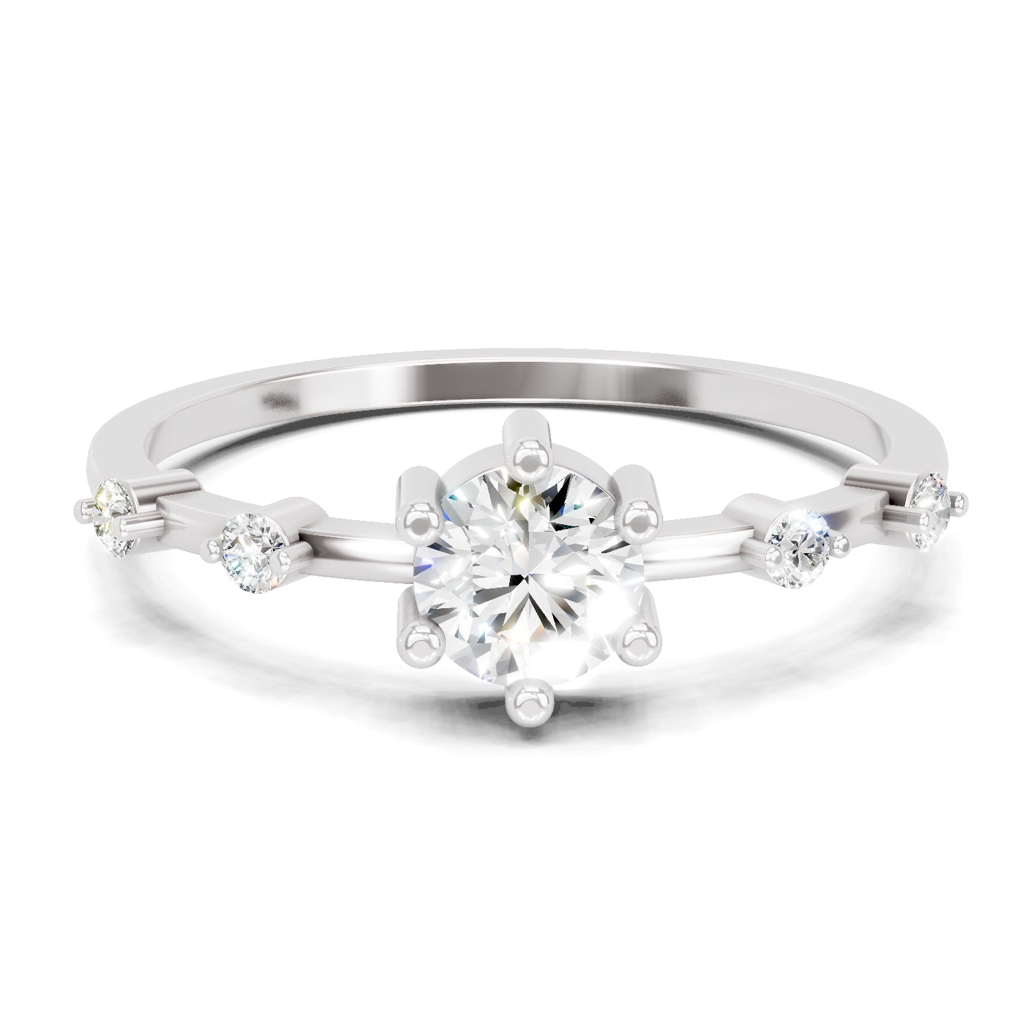 0.44 Carat Round Shape Diamond Solitaire Ring | 14K White Gold