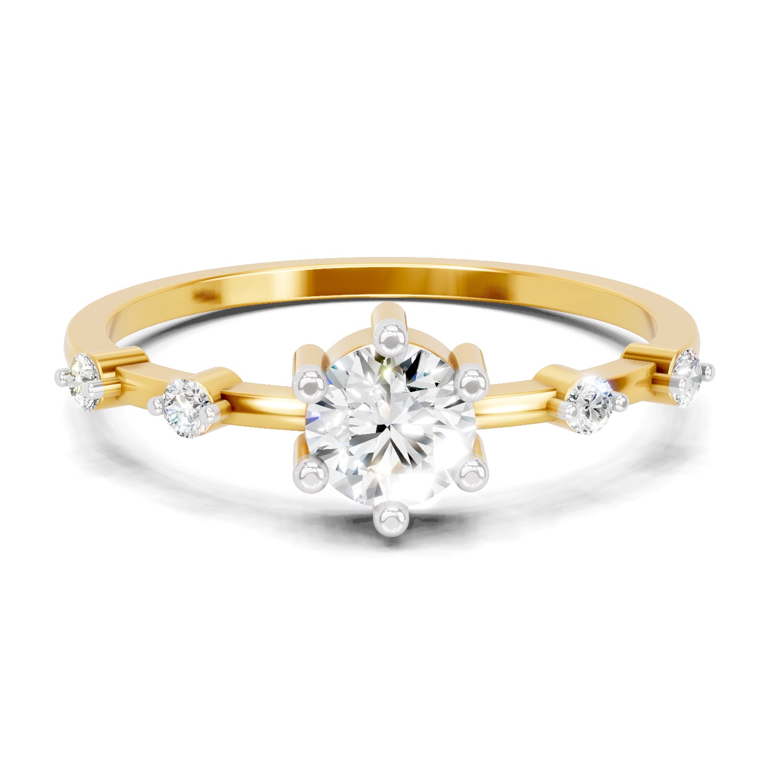 0.44 Carat Round Shape Diamond Solitaire Ring | 14K Yellow Gold