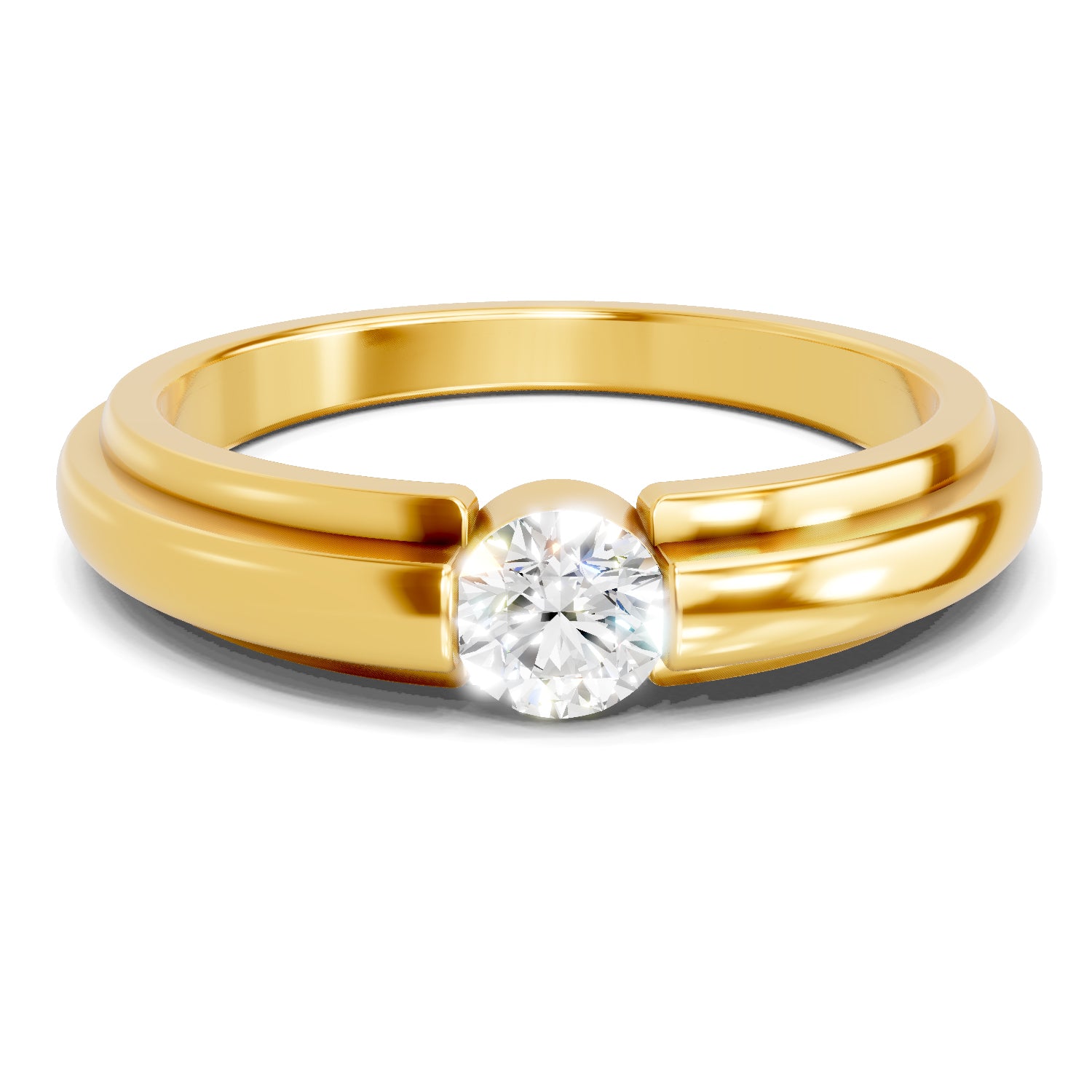 0.4 Carat  | 925 Sterling Silver Gold Plated Solitaire Ring