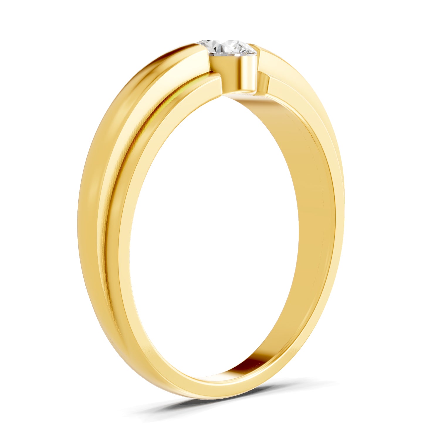 0.4 Carat  | 925 Sterling Silver Gold Plated Solitaire Ring