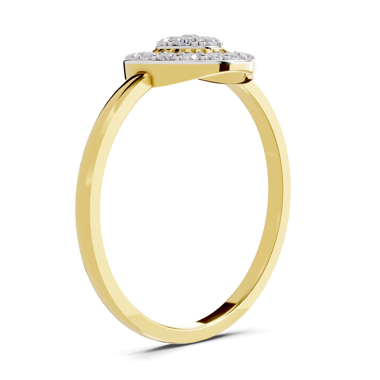 0.23 Ct Round Shape | 925 Sterling Silver Gold Plated Halo Ring