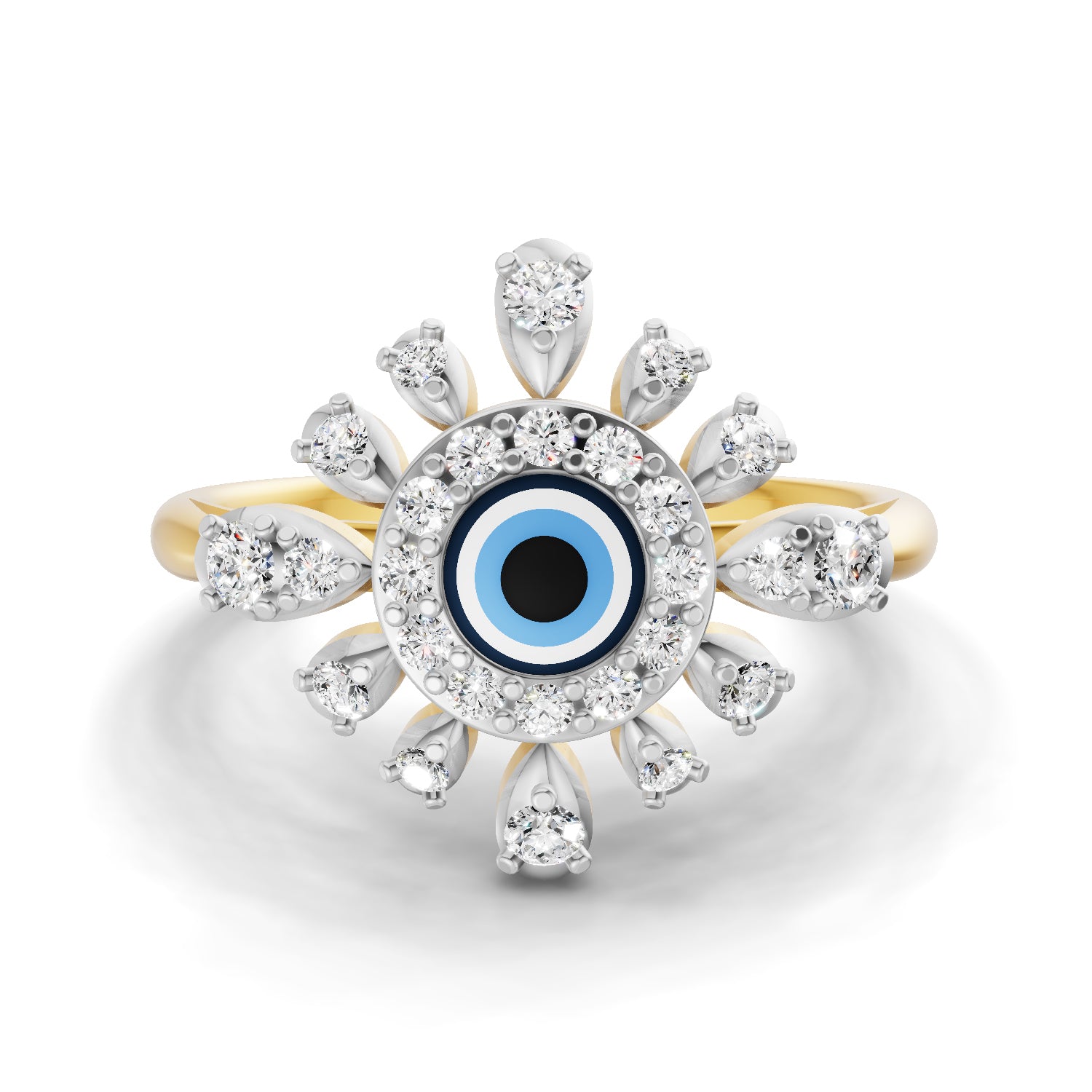 0.36 Carat  | 925 Sterling Silver Gold Plated Evil Eye Cluster Ring