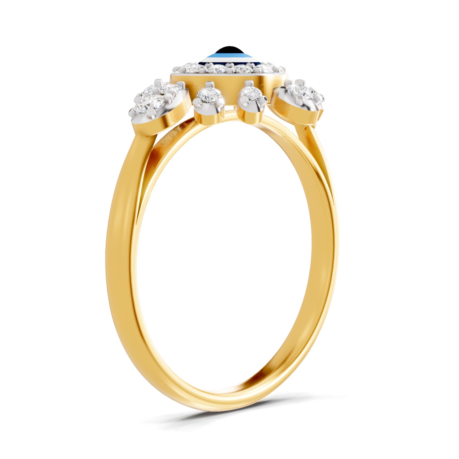 0.36 Carat  | 925 Sterling Silver Gold Plated Evil Eye Cluster Ring