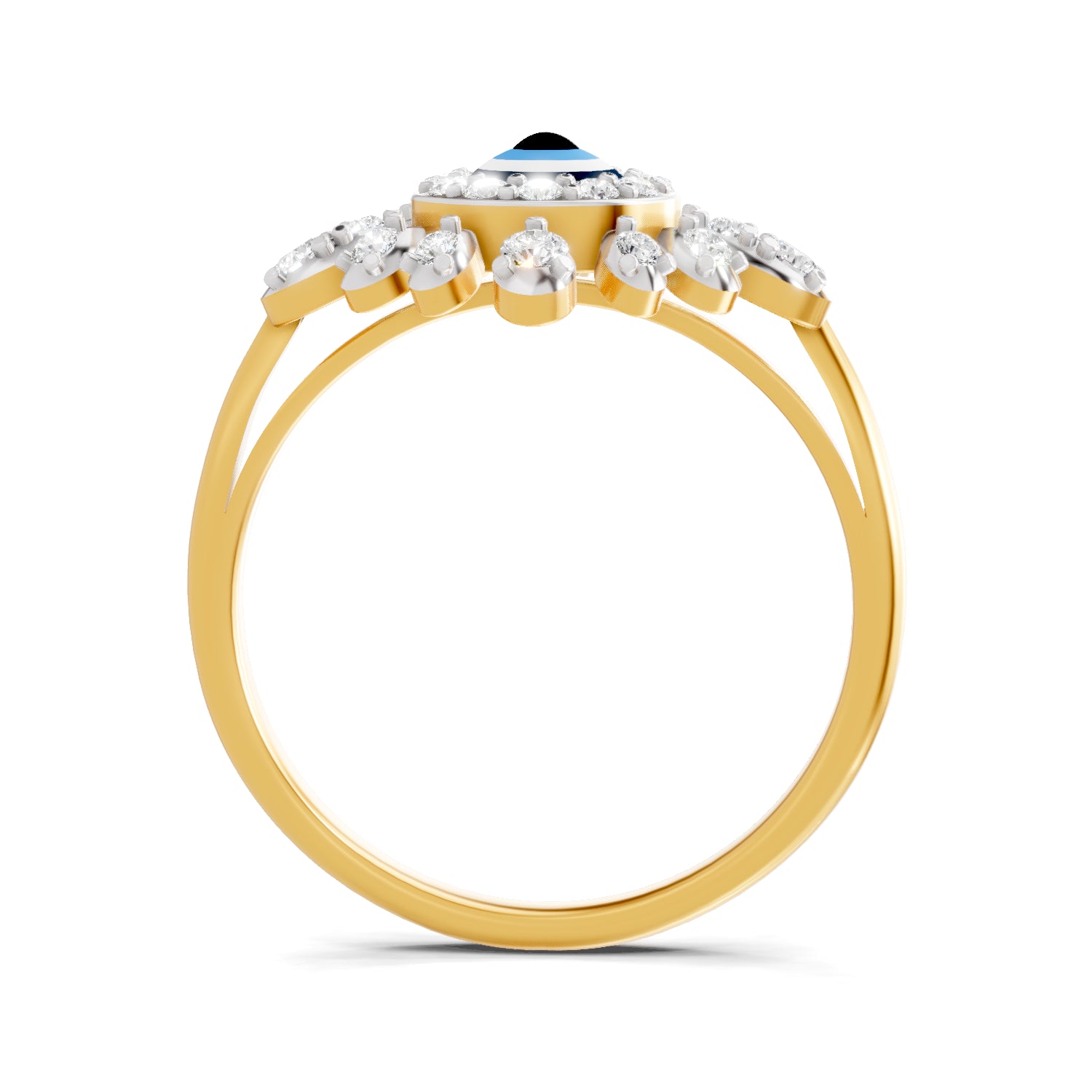 0.36 Carat  | 925 Sterling Silver Gold Plated Evil Eye Cluster Ring