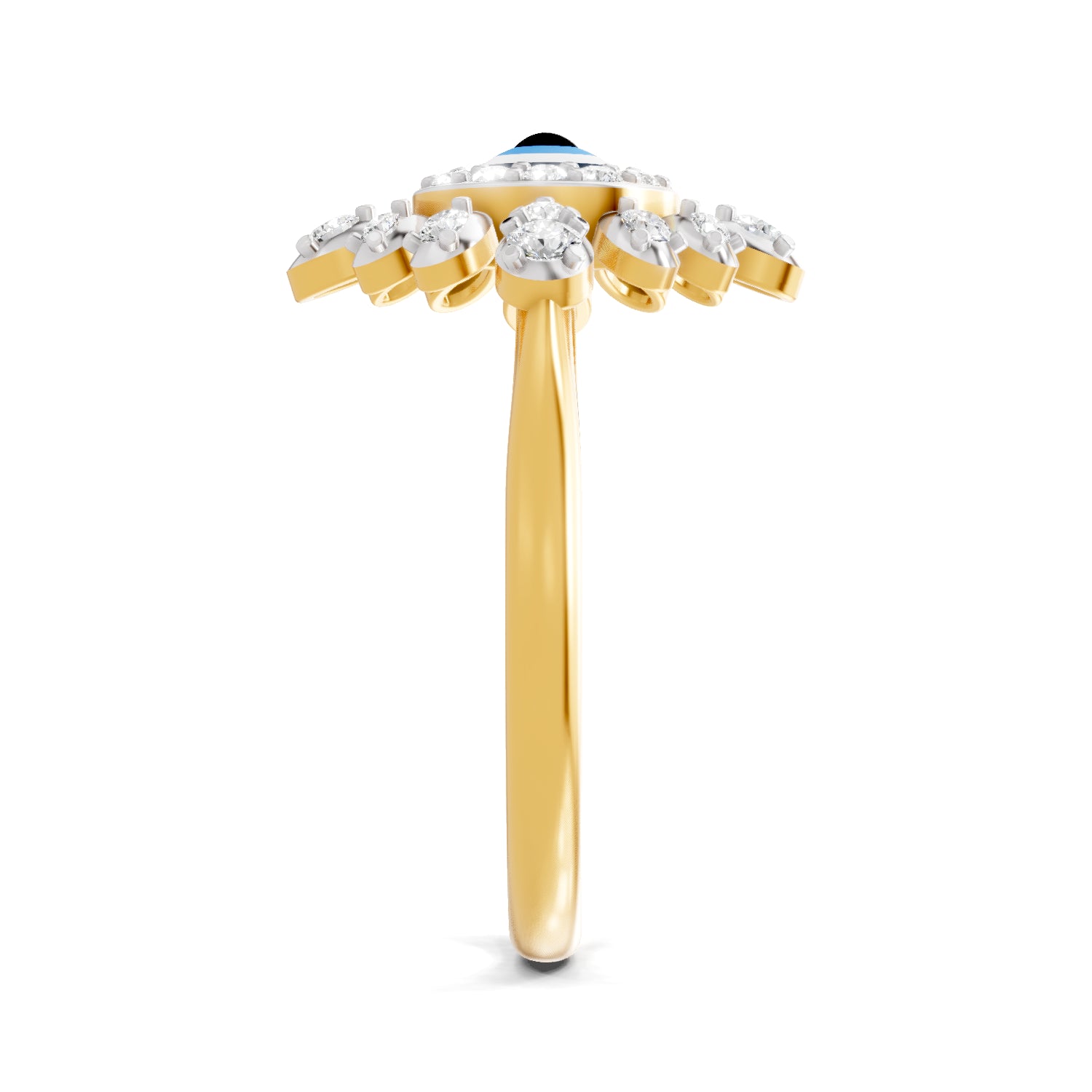 0.36 Carat  | 925 Sterling Silver Gold Plated Evil Eye Cluster Ring