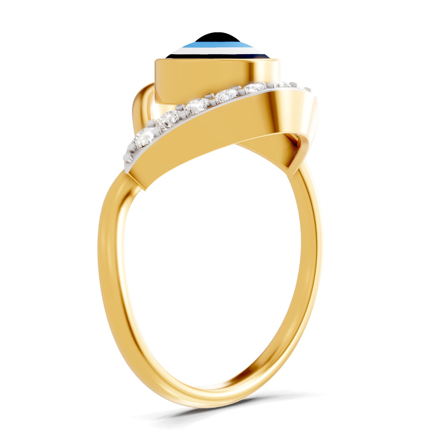 0.13 Carat  | 925 Sterling Silver Gold Plated Evil Eye Ring