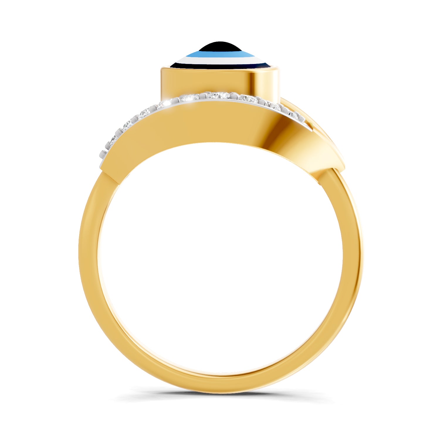0.13 Carat  | 925 Sterling Silver Gold Plated Evil Eye Ring