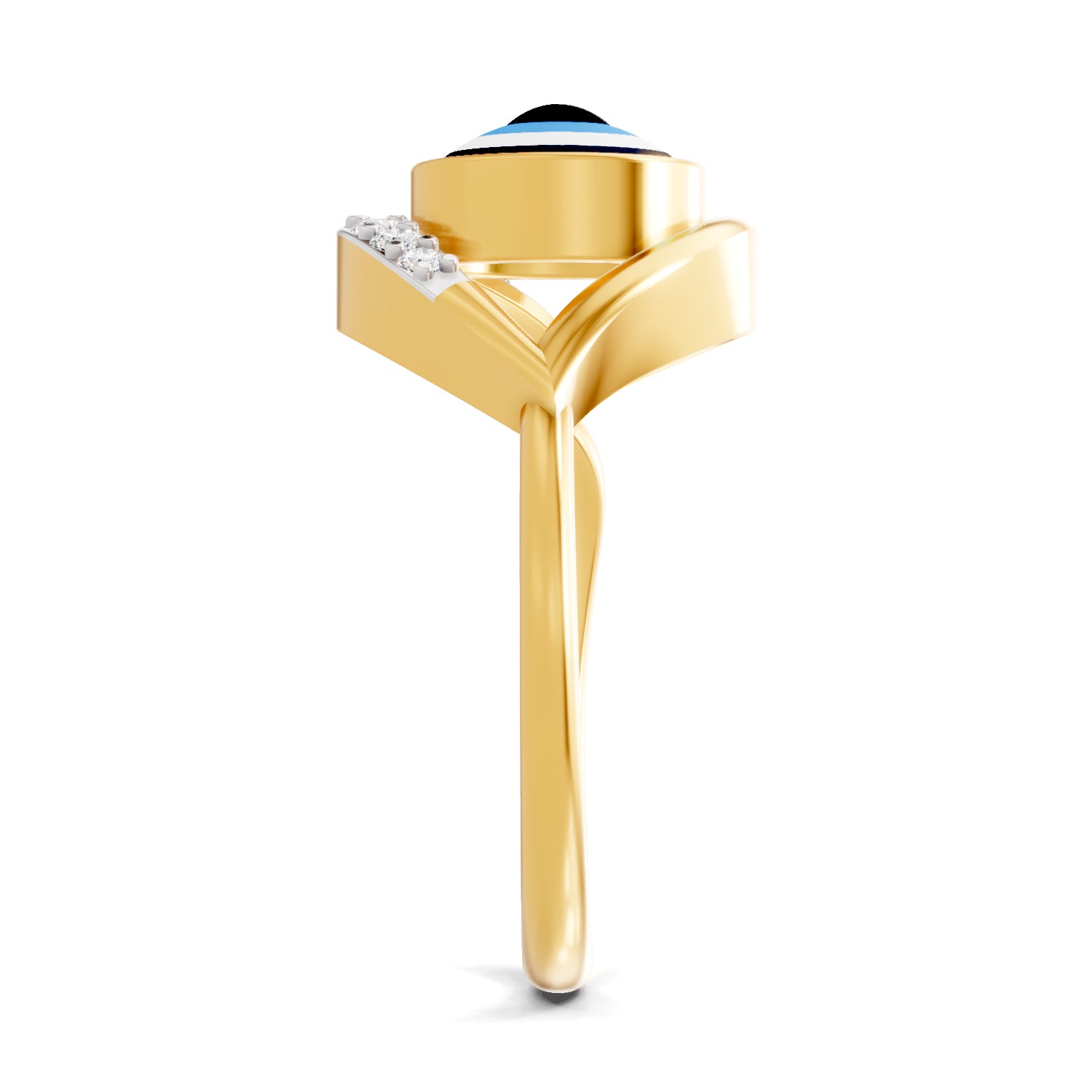 0.13 Carat  | 925 Sterling Silver Gold Plated Evil Eye Ring