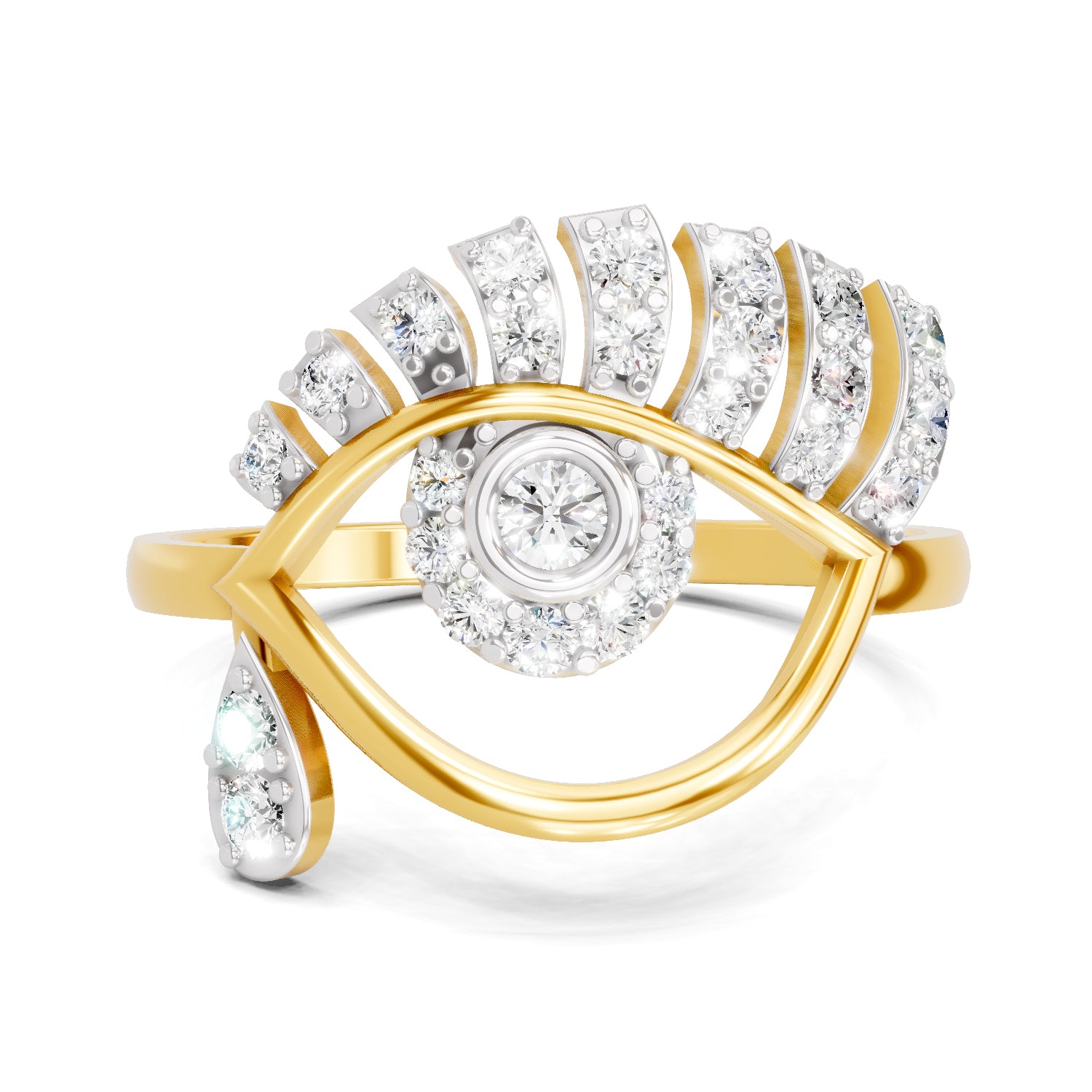 0.4 Carat  | 925 Sterling Silver Gold Plated Evil Eye Ring