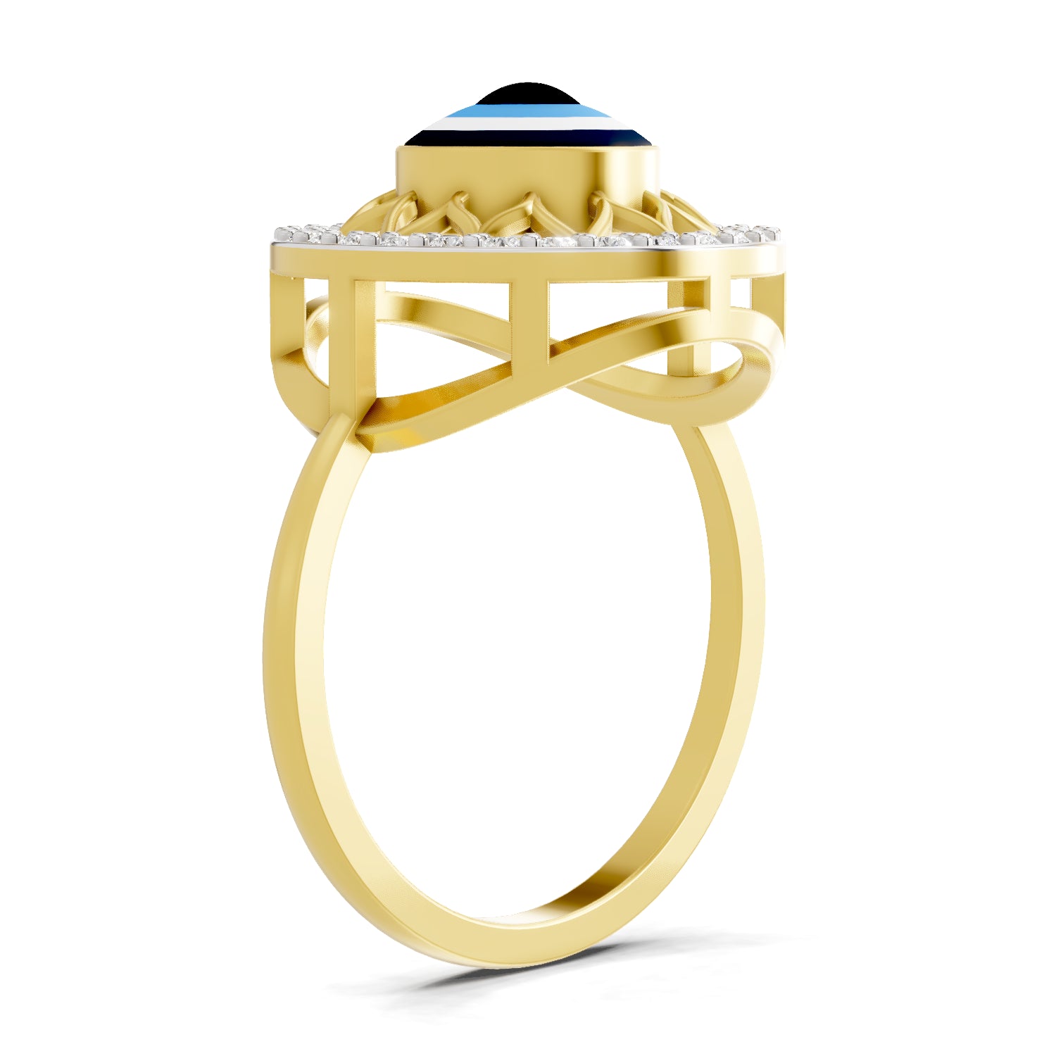 0.28 Carat  | 925 Sterling Silver Gold Plated Evil Eye Ring