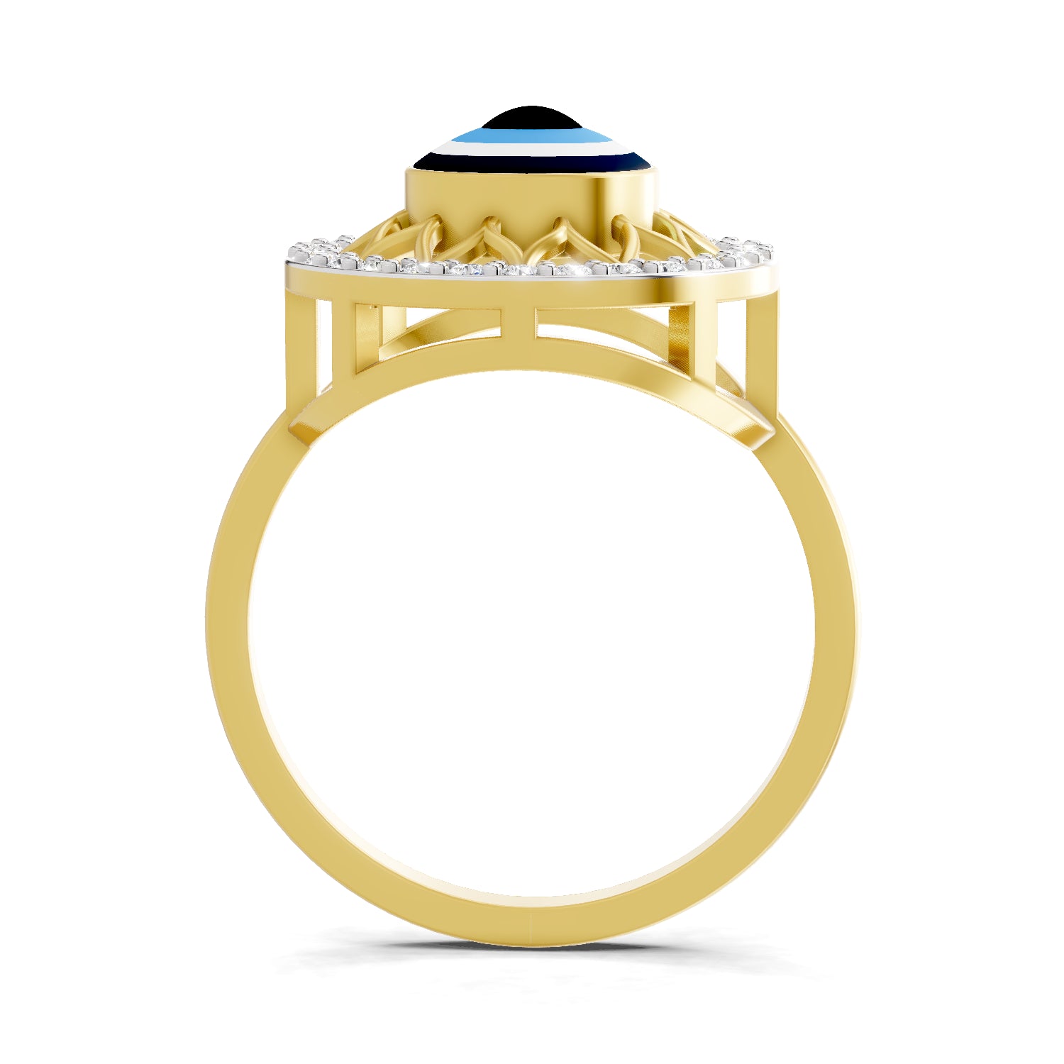 0.28 Carat  | 925 Sterling Silver Gold Plated Evil Eye Ring