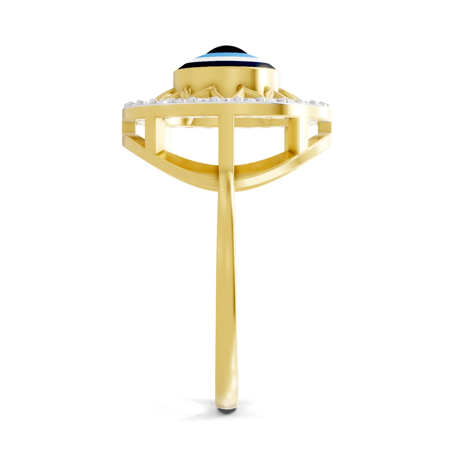 0.28 Carat  | 925 Sterling Silver Gold Plated Evil Eye Ring