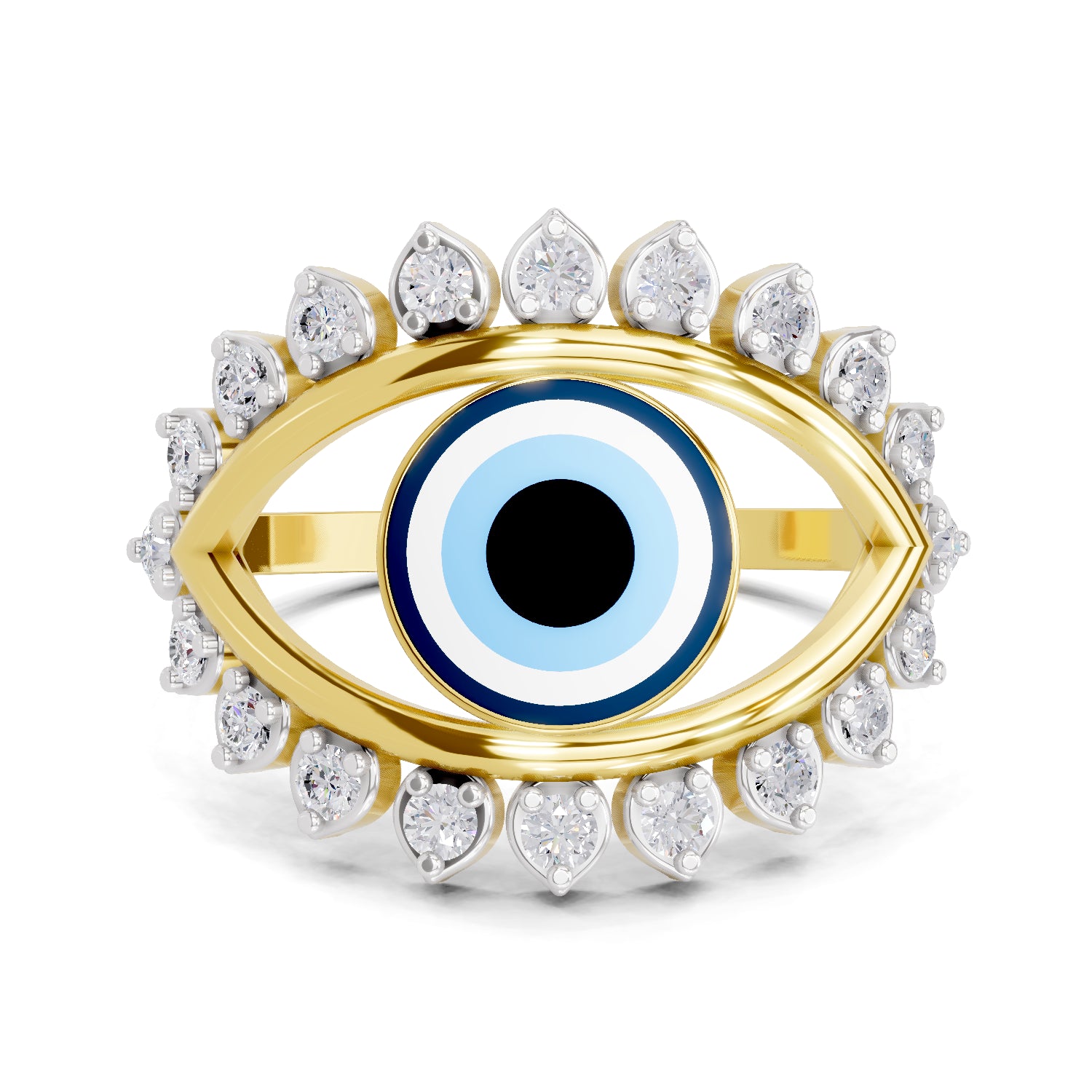 0.36 Carat  | 925 Sterling Silver Gold Plated Evil Eye Ring