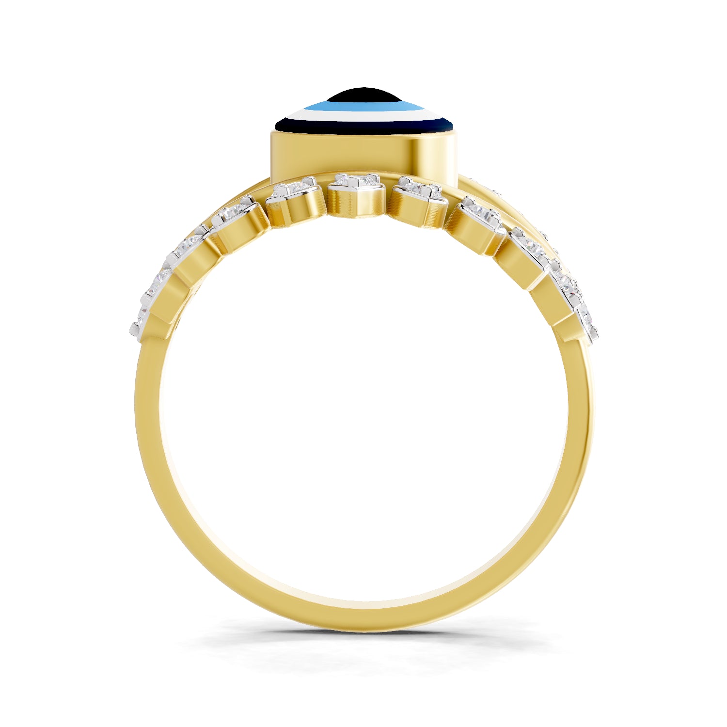 0.36 Carat  | 925 Sterling Silver Gold Plated Evil Eye Ring